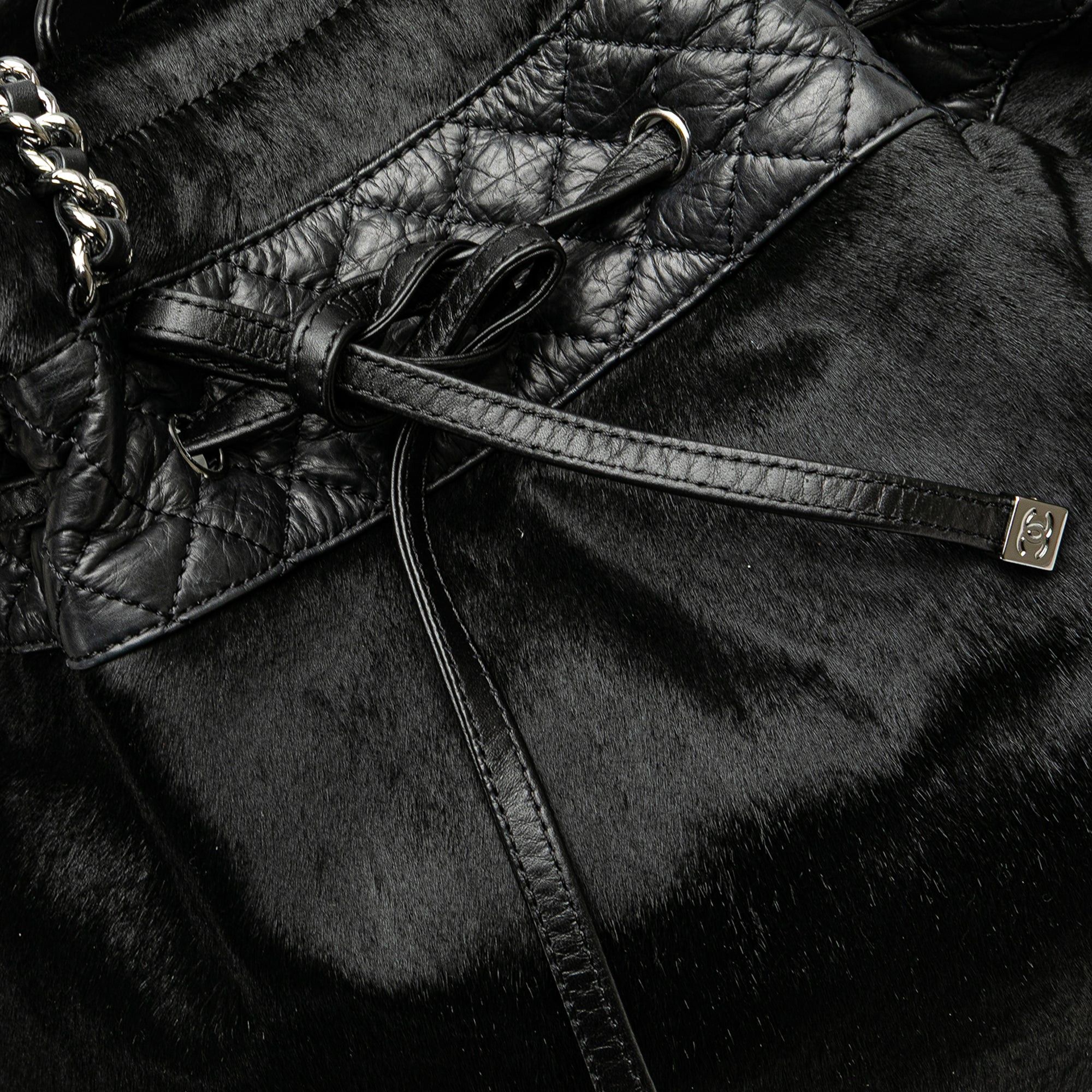 Chanel Chanel Pony Hair and Quilted Aged Calfskin Drawstring Tote Black Size ONE SIZE - 9 Thumbnail