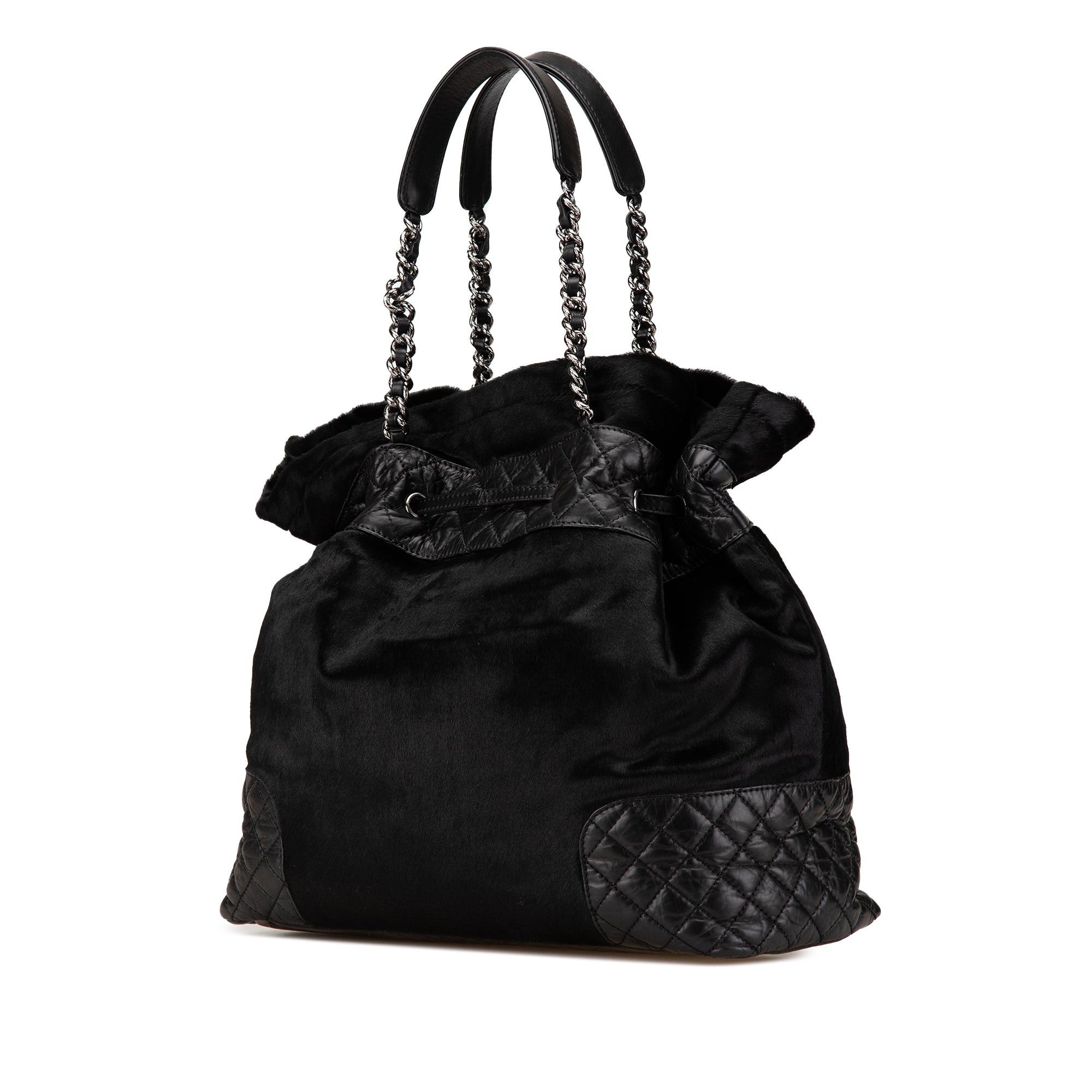 Chanel Chanel Pony Hair and Quilted Aged Calfskin Drawstring Tote Black Size ONE SIZE - 2 Thumbnail