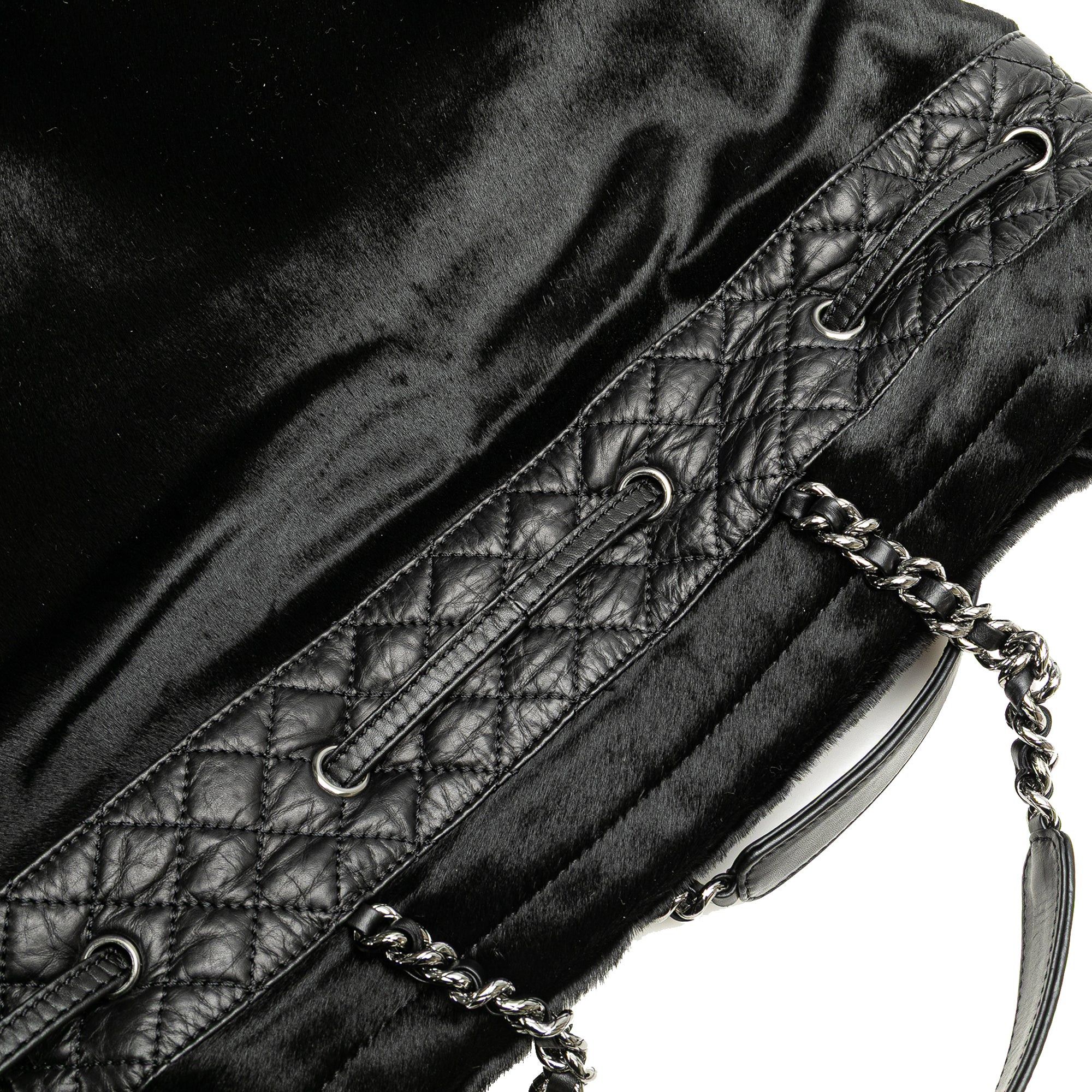 Chanel Chanel Pony Hair and Quilted Aged Calfskin Drawstring Tote Black Size ONE SIZE - 8 Thumbnail