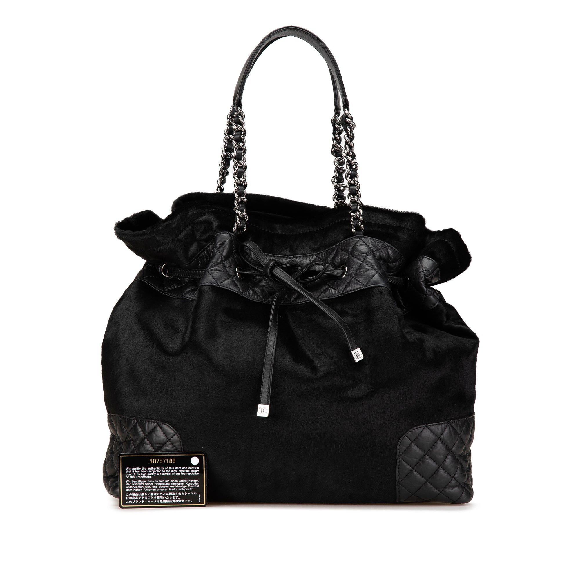Chanel Chanel Pony Hair and Quilted Aged Calfskin Drawstring Tote Black Size ONE SIZE - 12 Thumbnail