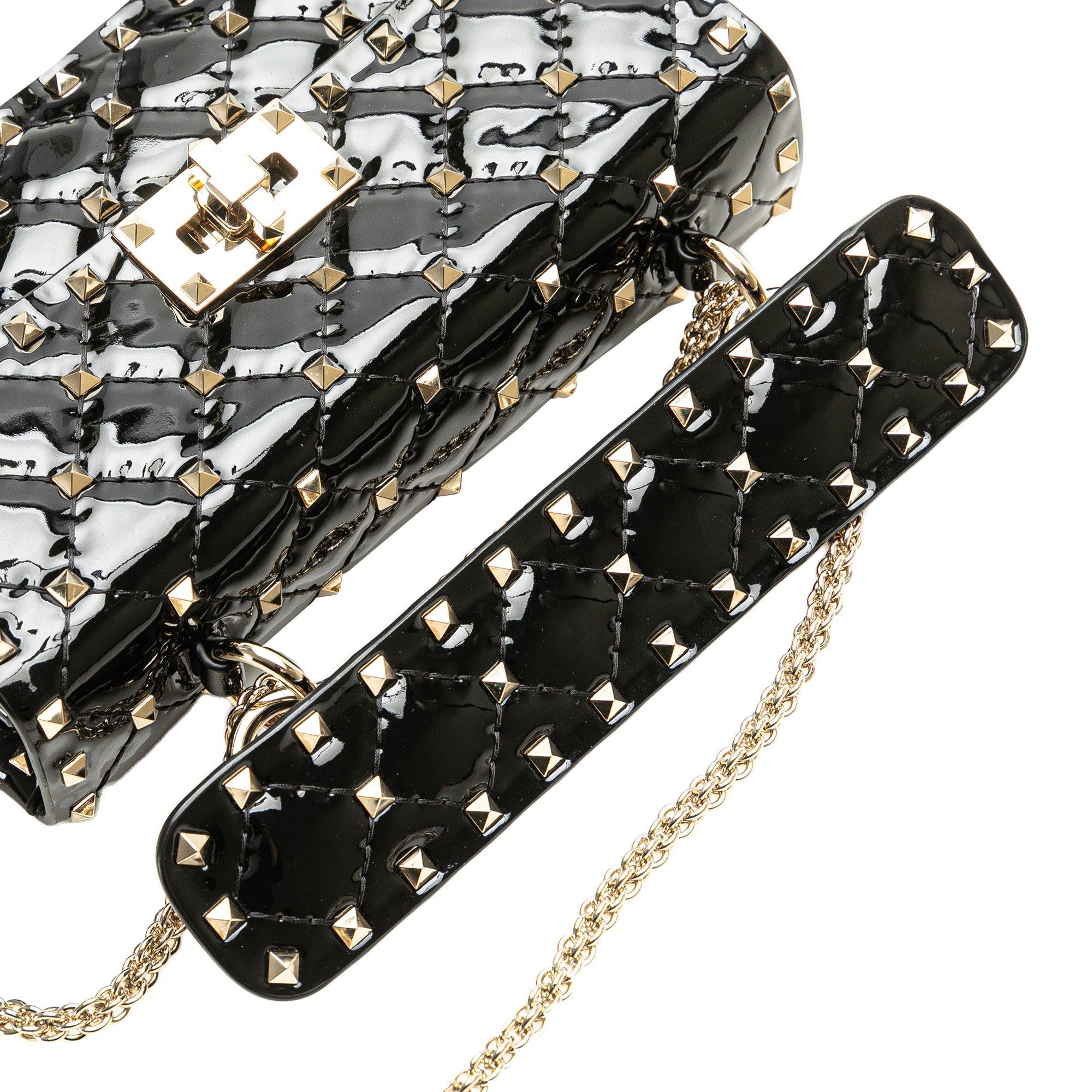 Valentino Valentino Small Patent Rockstud Spike Satchel Black Size ONE SIZE - 8 Thumbnail