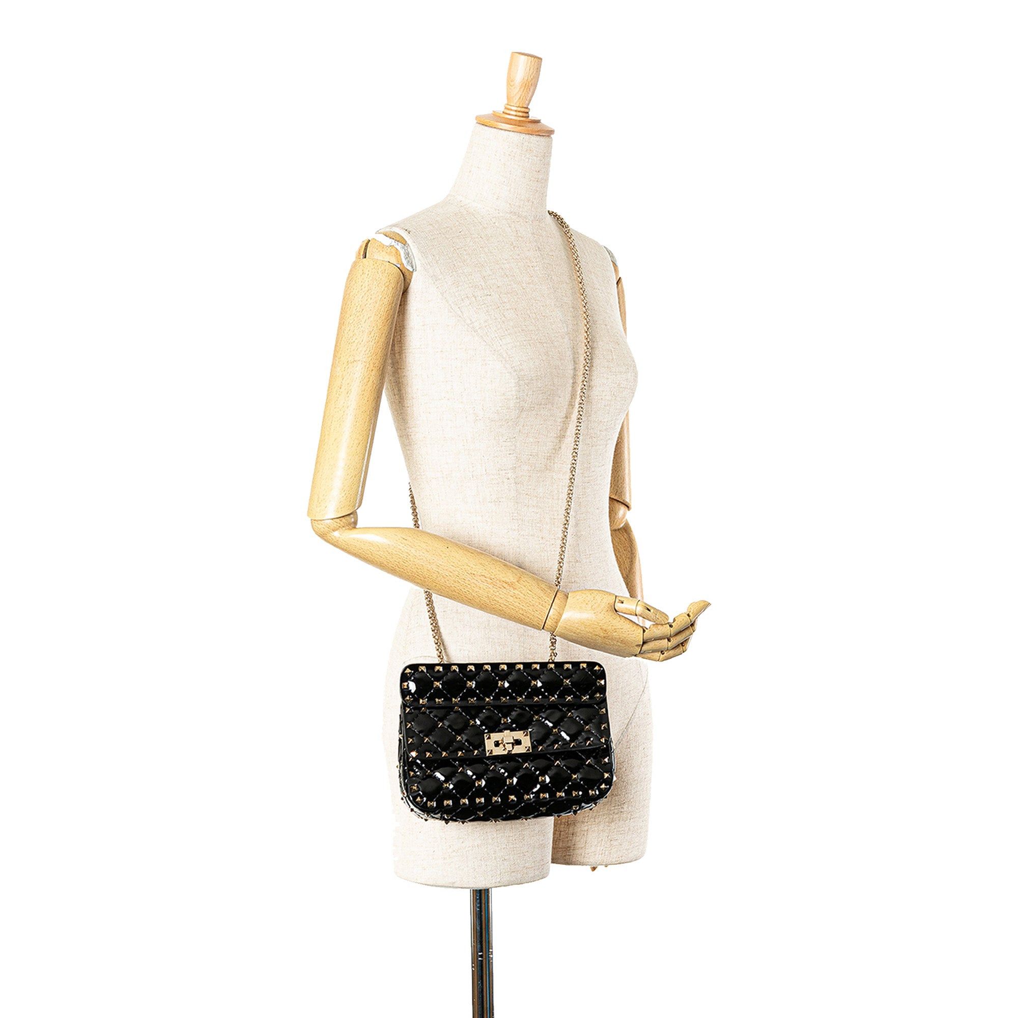 Valentino Valentino Small Patent Rockstud Spike Satchel Black Size ONE SIZE - 9 Thumbnail