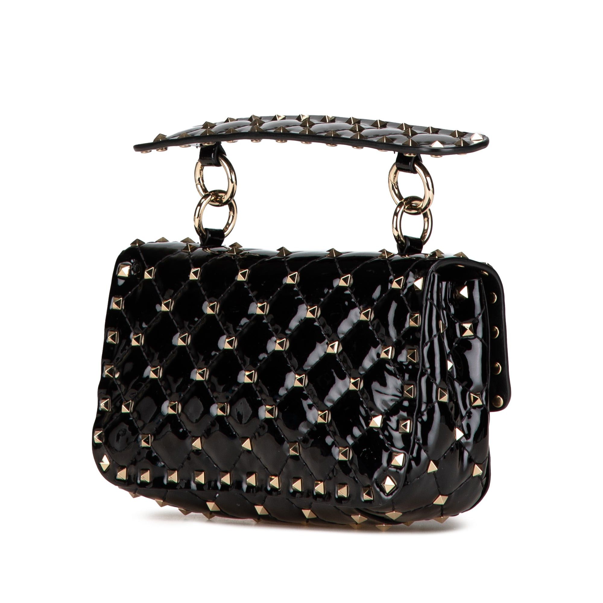 Valentino Valentino Small Patent Rockstud Spike Satchel Black Size ONE SIZE - 2 Thumbnail