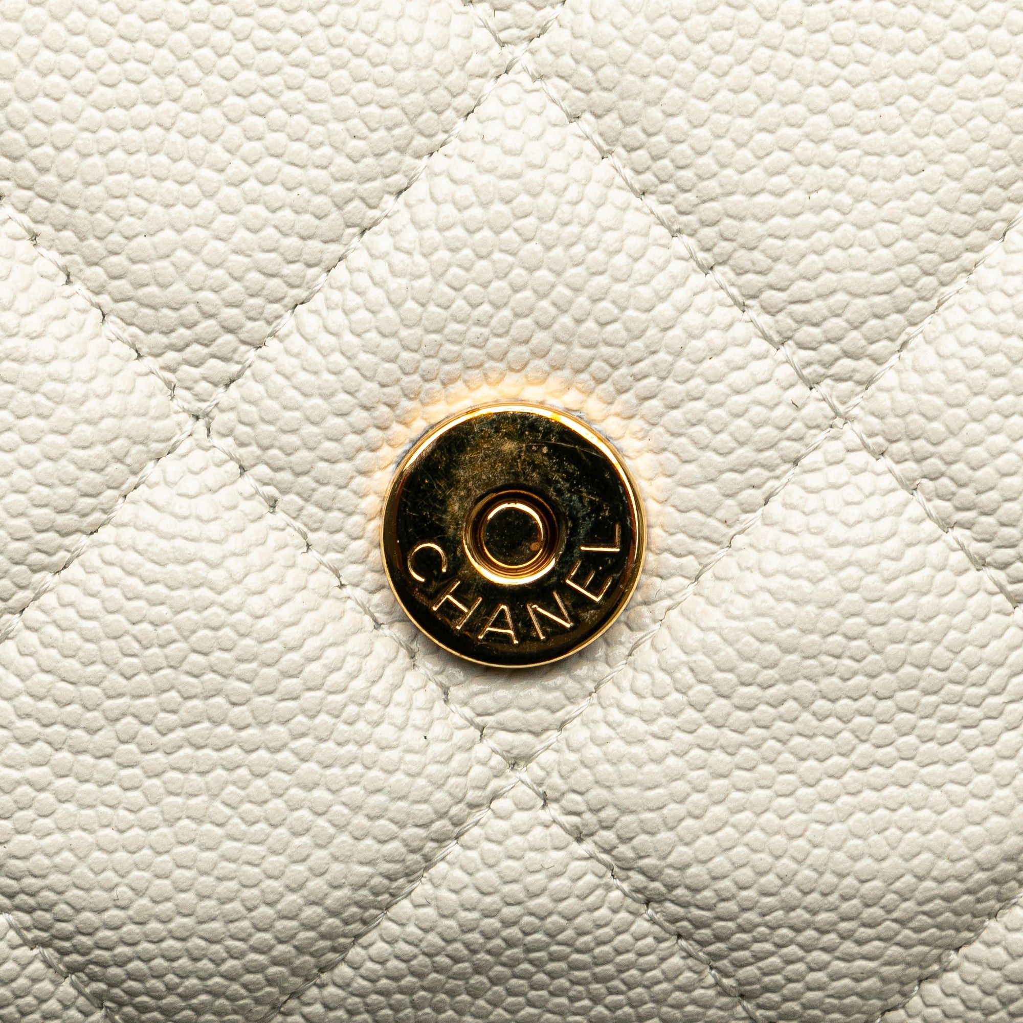 Chanel Chanel Quilted Caviar Frame Flap Clutch with Chain White Size ONE SIZE - 8 Thumbnail