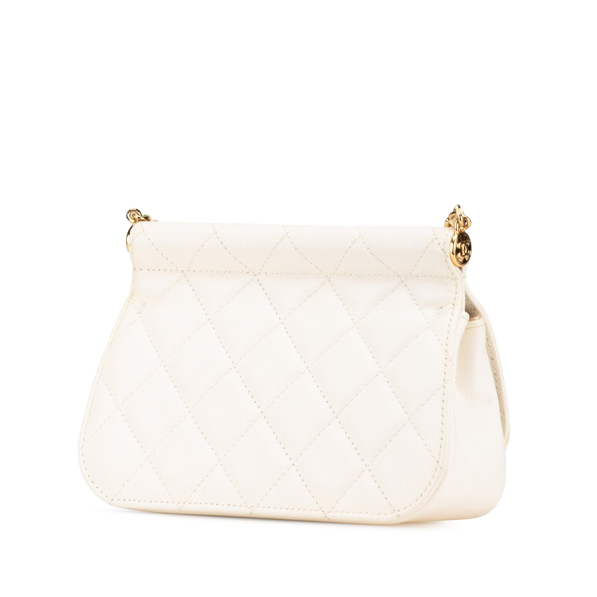 Chanel Chanel Quilted Caviar Frame Flap Clutch with Chain White Size ONE SIZE - 2 Thumbnail