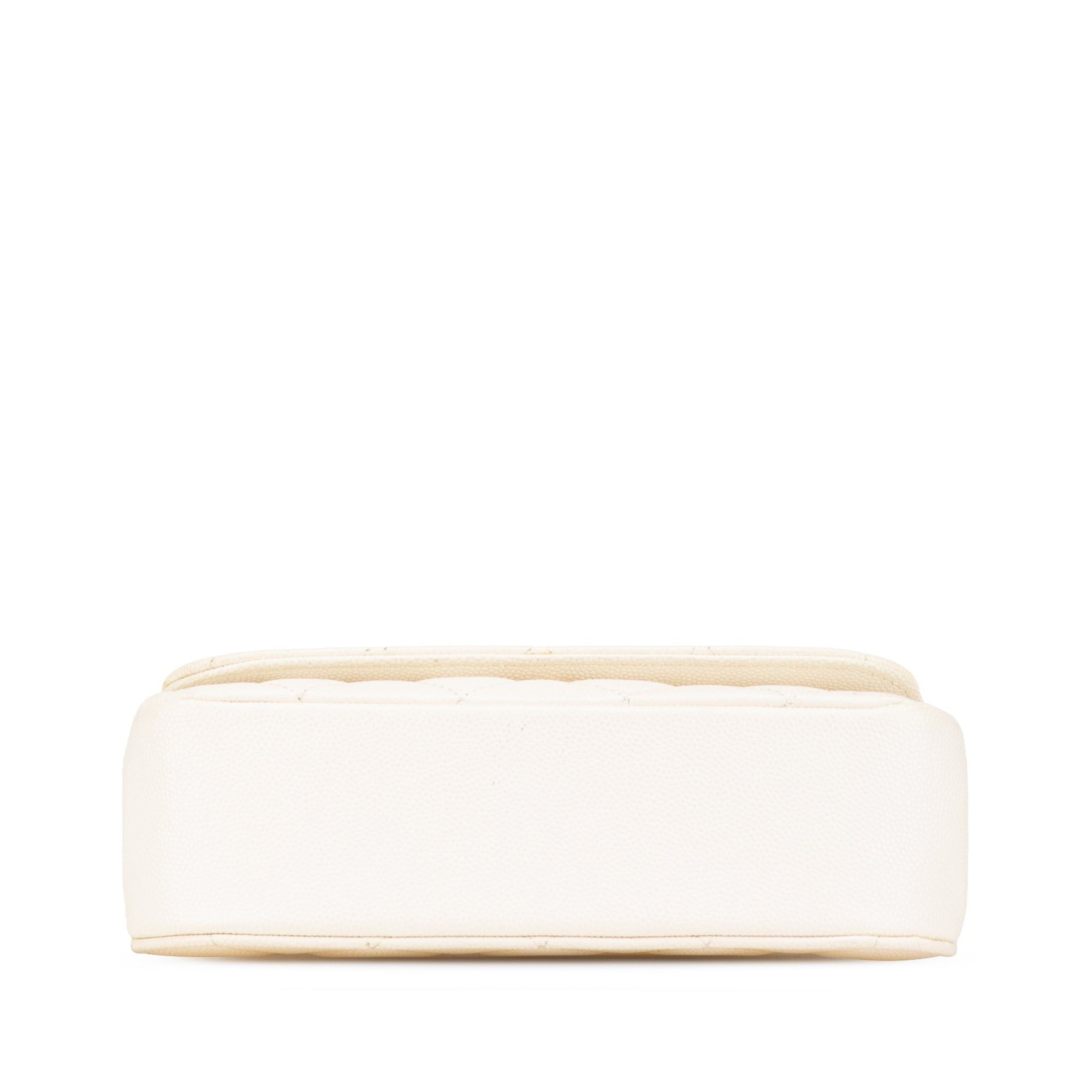Chanel Chanel Quilted Caviar Frame Flap Clutch with Chain White Size ONE SIZE - 3 Thumbnail