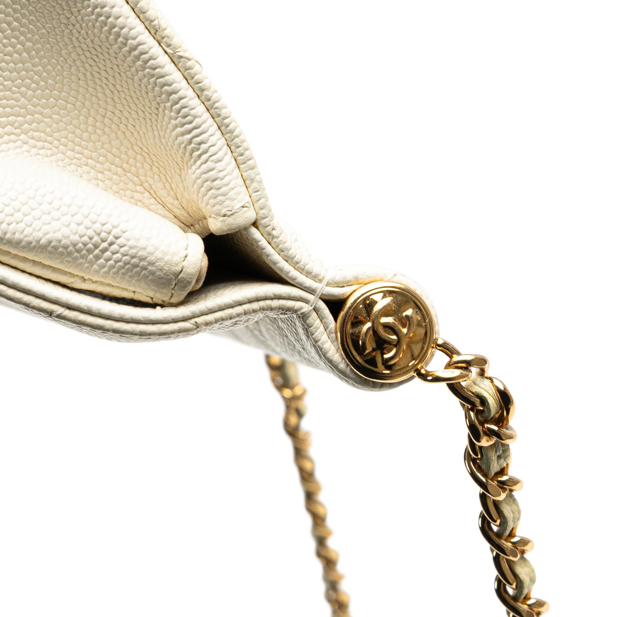 Chanel Chanel Quilted Caviar Frame Flap Clutch with Chain White Size ONE SIZE - 9 Thumbnail