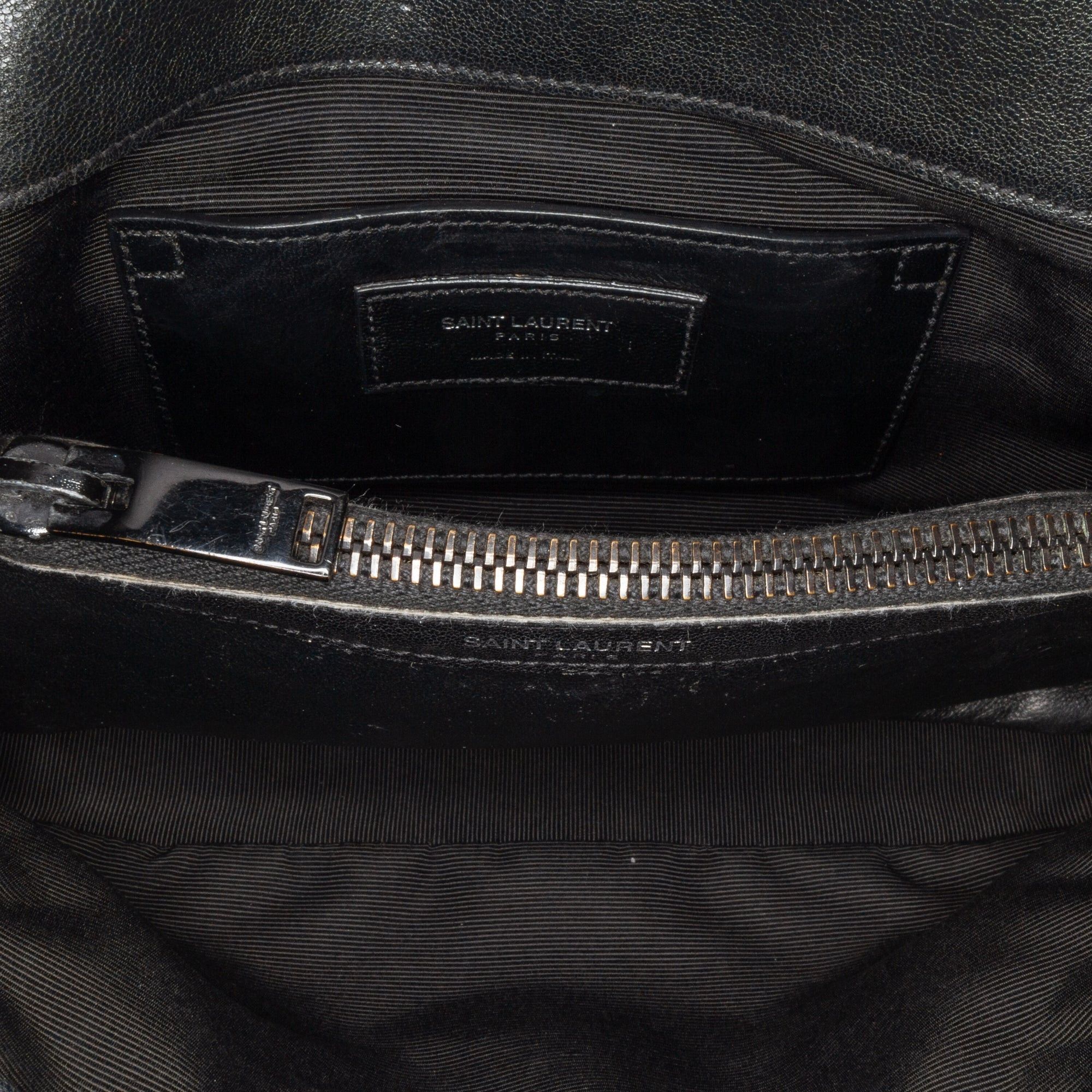 Saint Laurent Paris Saint Laurent Medium Monogram Chevron Sheepskin College Bag Black Size ONE SIZE - 4 Thumbnail