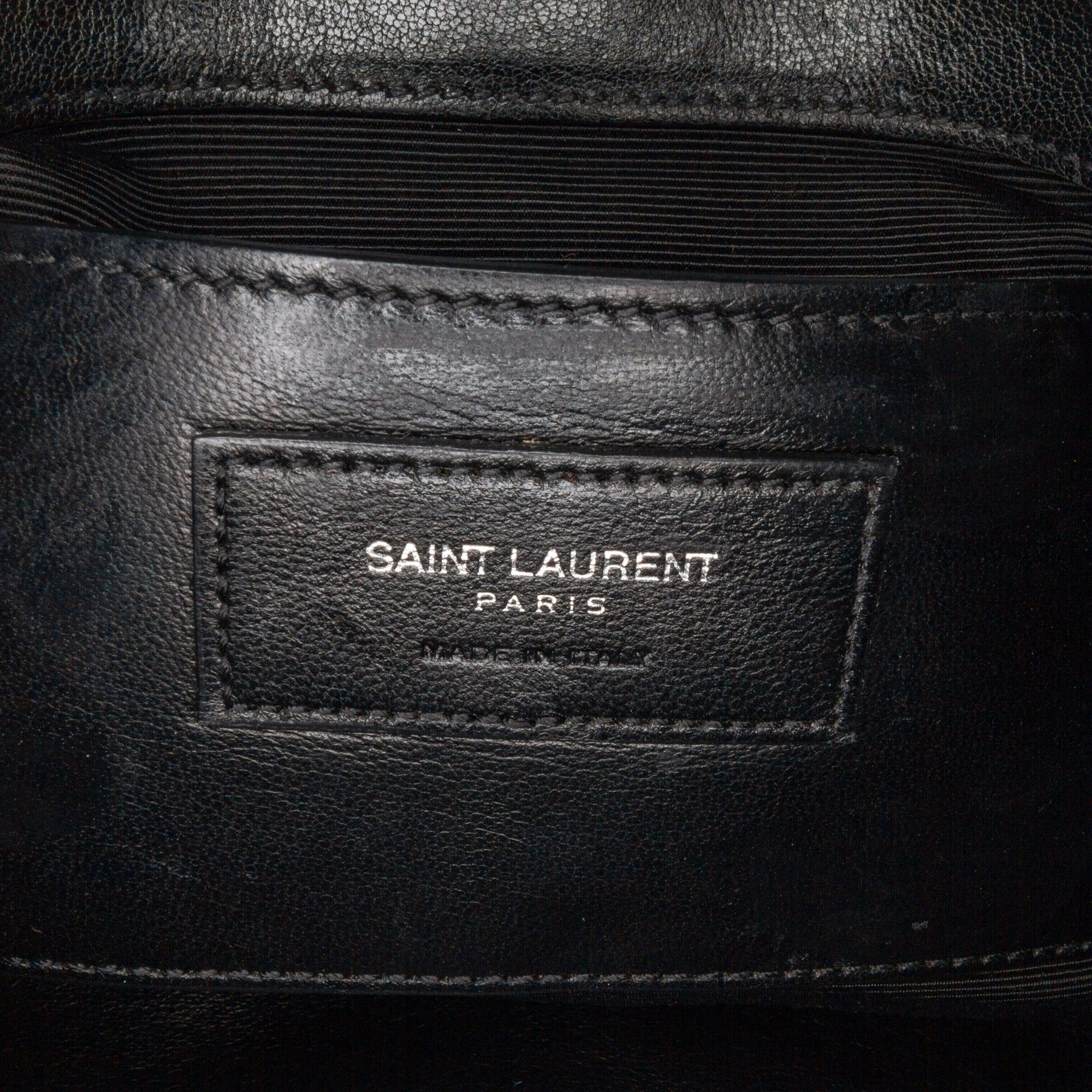 Saint Laurent Paris Saint Laurent Medium Monogram Chevron Sheepskin College Bag Black Size ONE SIZE - 7 Thumbnail
