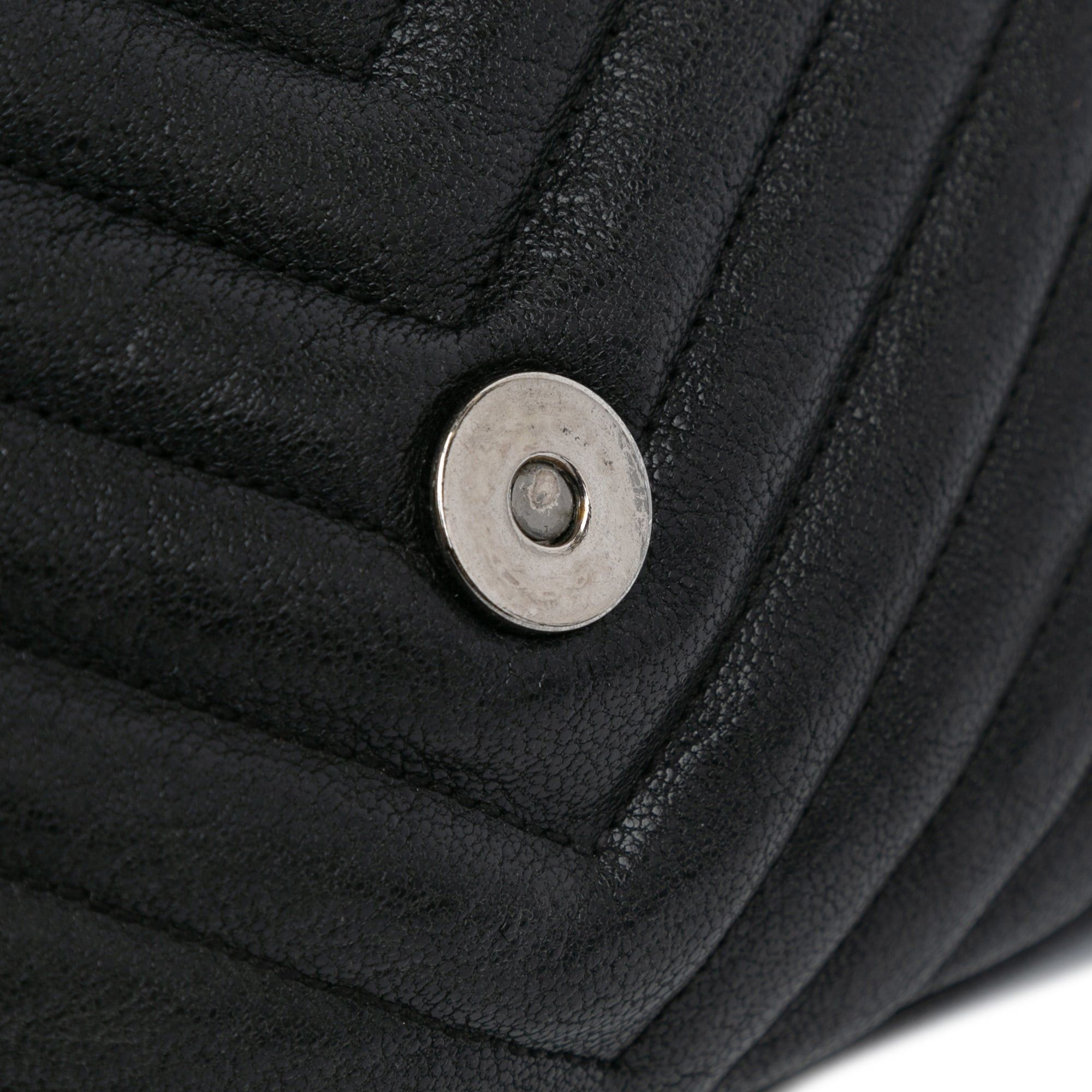Saint Laurent Paris Saint Laurent Medium Monogram Chevron Sheepskin College Bag Black Size ONE SIZE - 10 Thumbnail