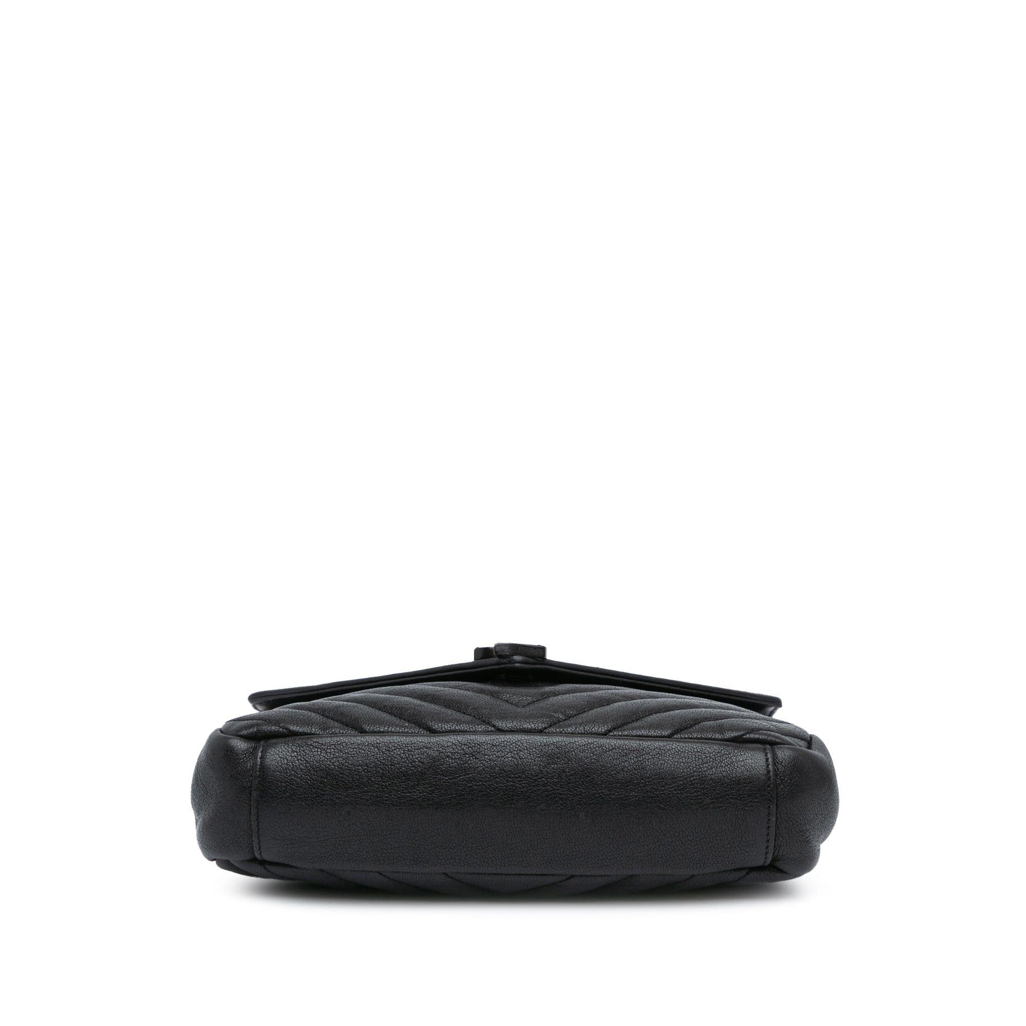 Saint Laurent Paris Saint Laurent Medium Monogram Chevron Sheepskin College Bag Black Size ONE SIZE - 3 Thumbnail