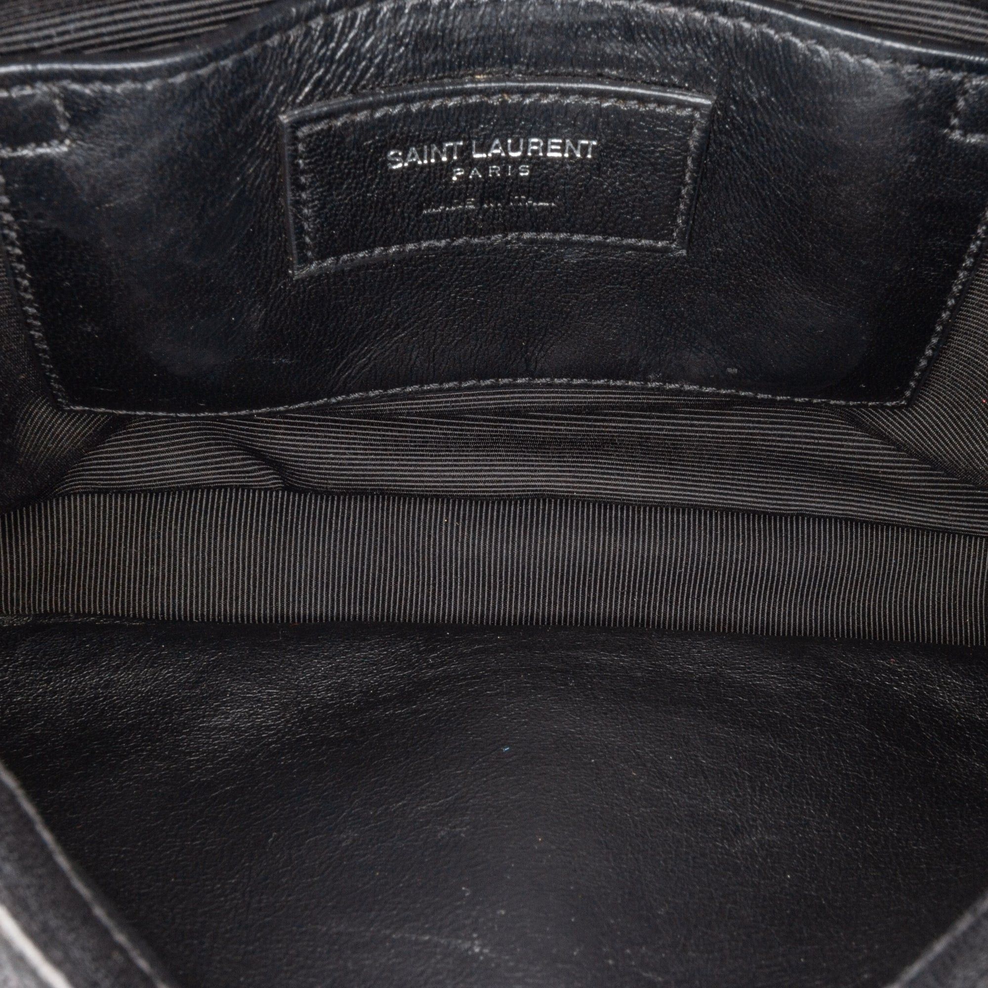 Saint Laurent Paris Saint Laurent Medium Monogram Chevron Sheepskin College Bag Black Size ONE SIZE - 6 Thumbnail