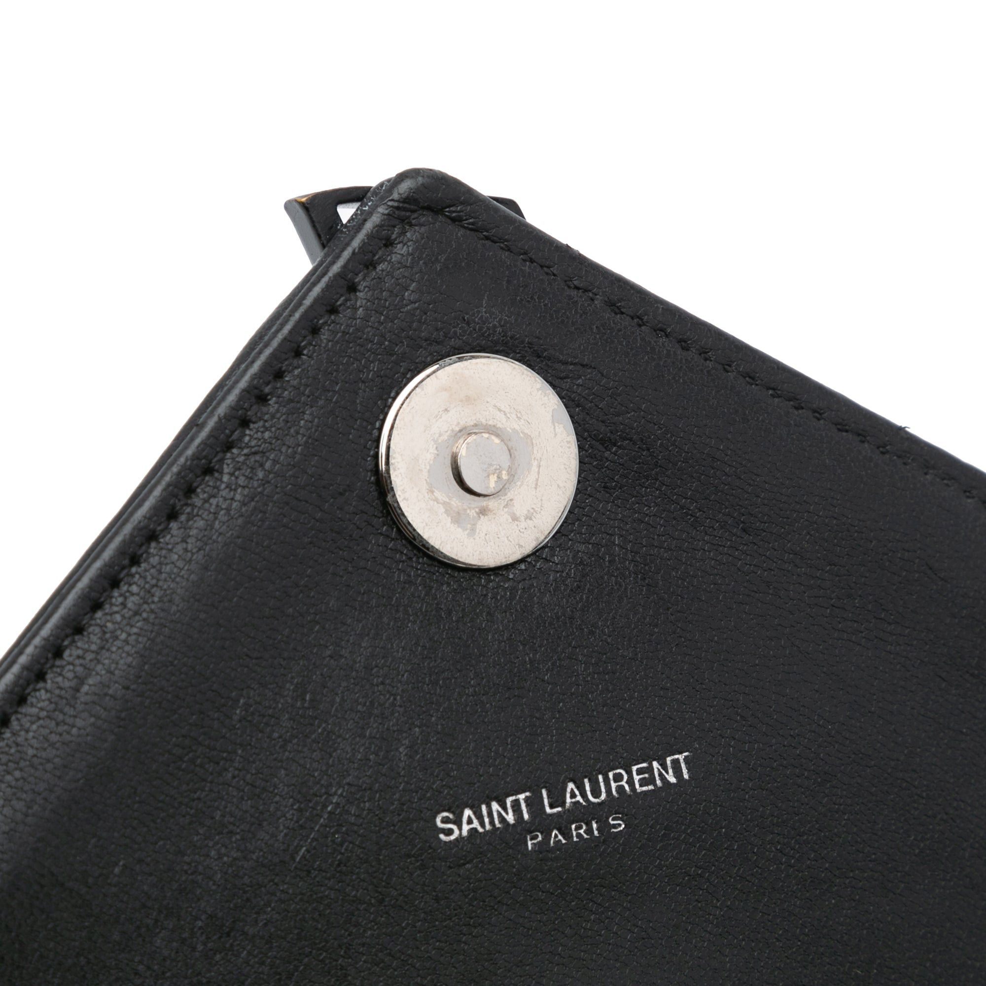 Saint Laurent Paris Saint Laurent Medium Monogram Chevron Sheepskin College Bag Black Size ONE SIZE - 9 Thumbnail