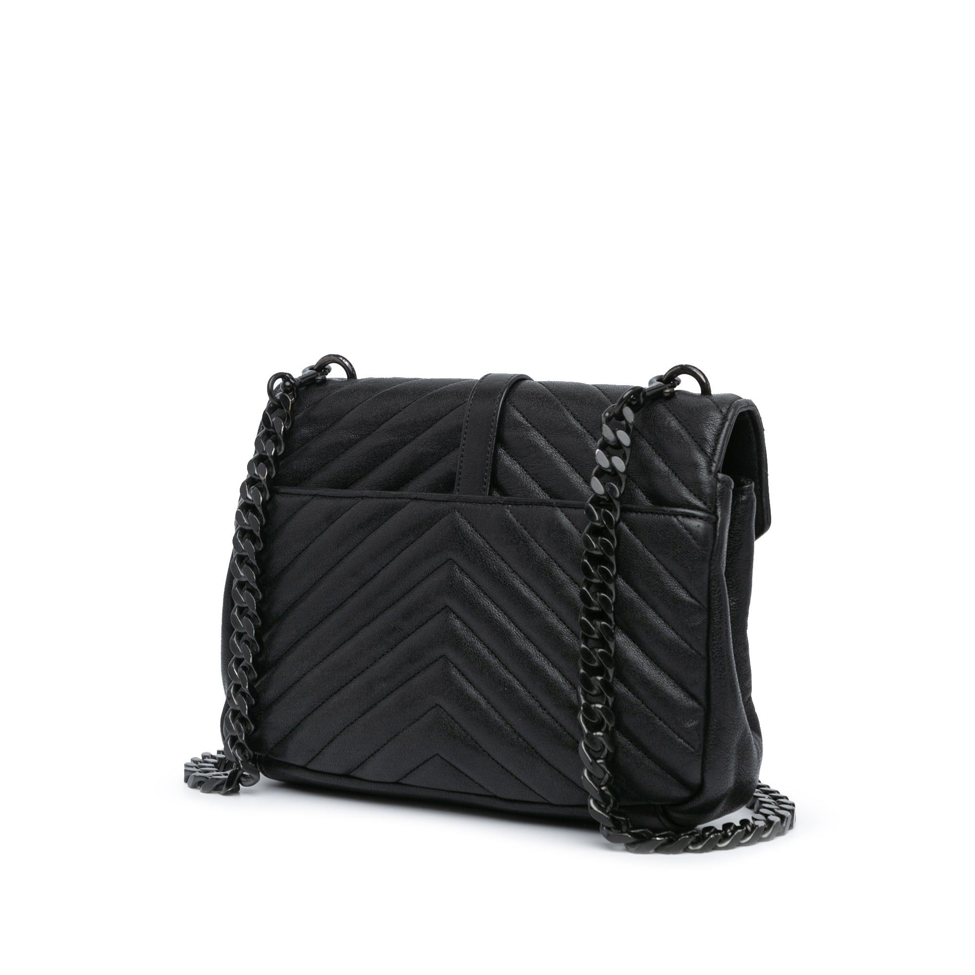 Saint Laurent Paris Saint Laurent Medium Monogram Chevron Sheepskin College Bag Black Size ONE SIZE - 2 Thumbnail