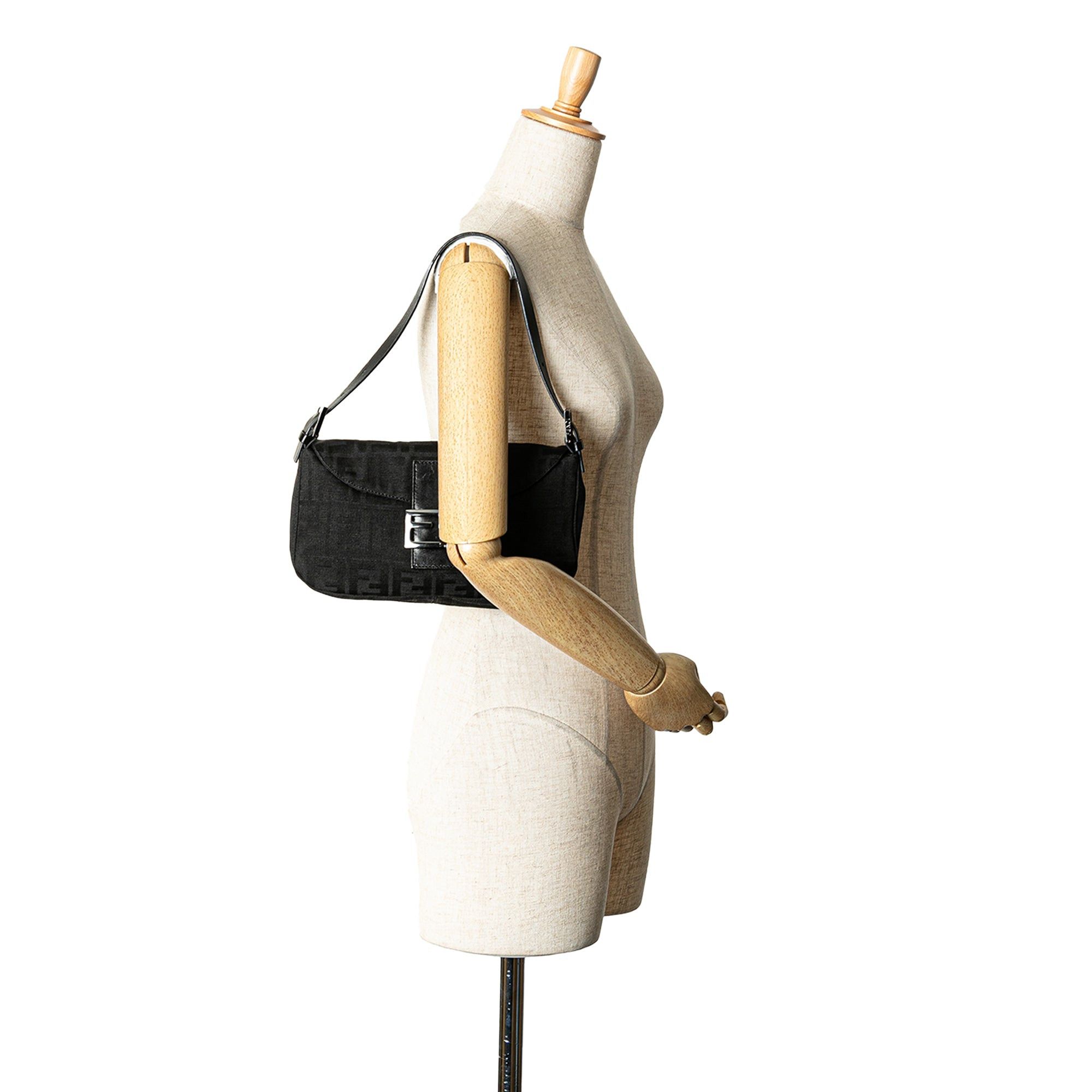 Fendi Fendi Zucca Canvas Double Flap Shoulder Bag Black Size ONE SIZE - 11 Thumbnail
