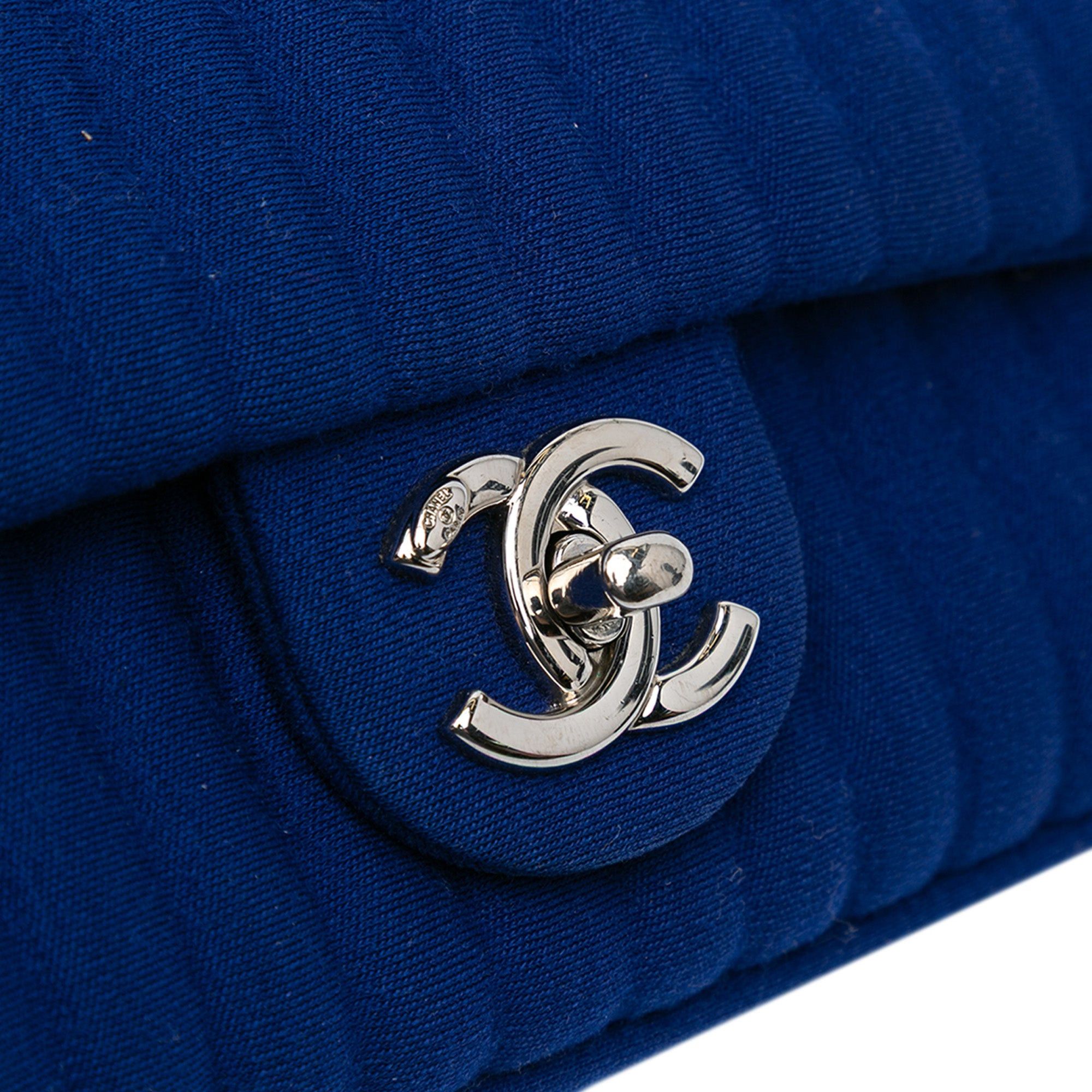 Chanel Chanel Medium Vertical Quilted Jersey Chain Flap Blue Size ONE SIZE - 8 Thumbnail