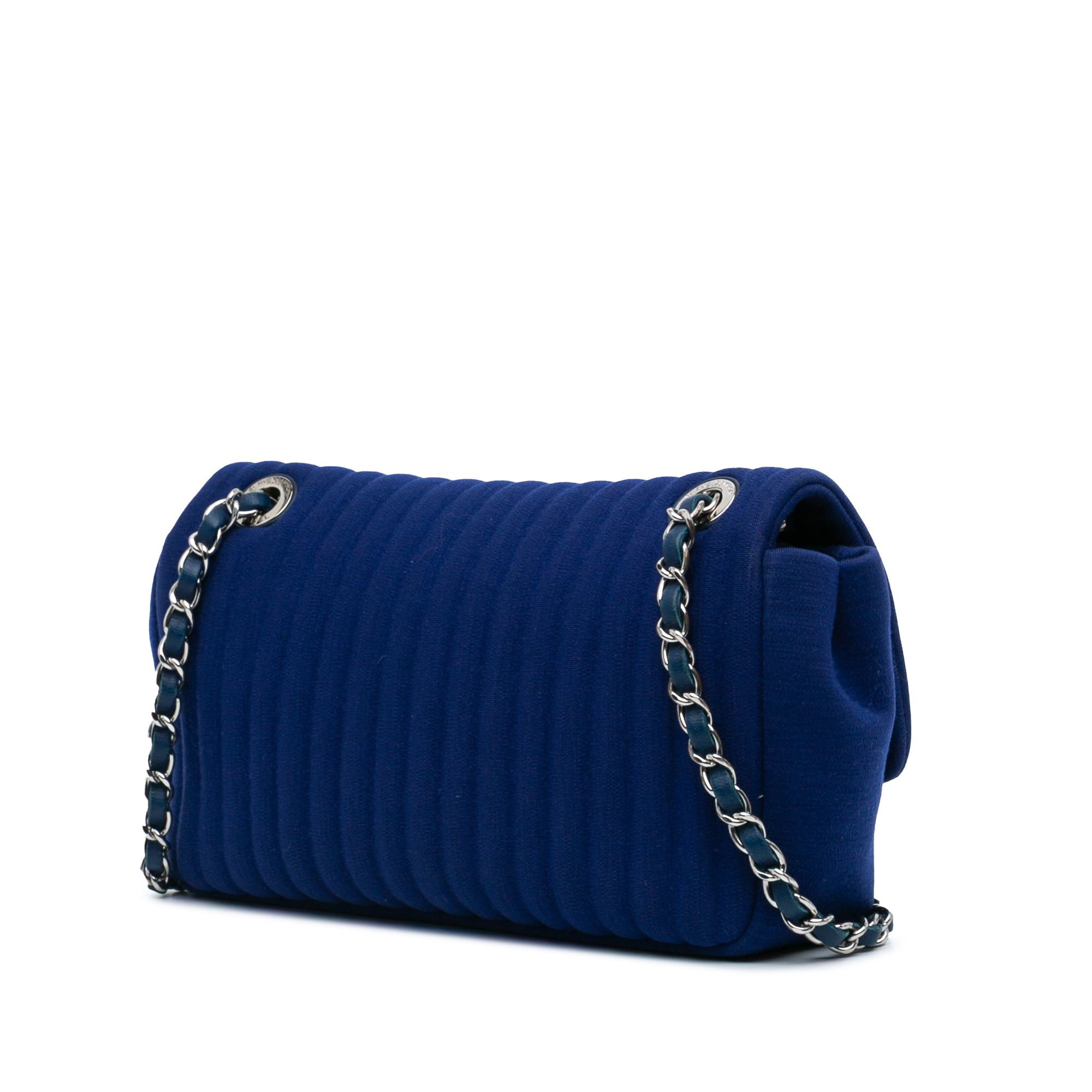 Chanel Chanel Medium Vertical Quilted Jersey Chain Flap Blue Size ONE SIZE - 2 Thumbnail