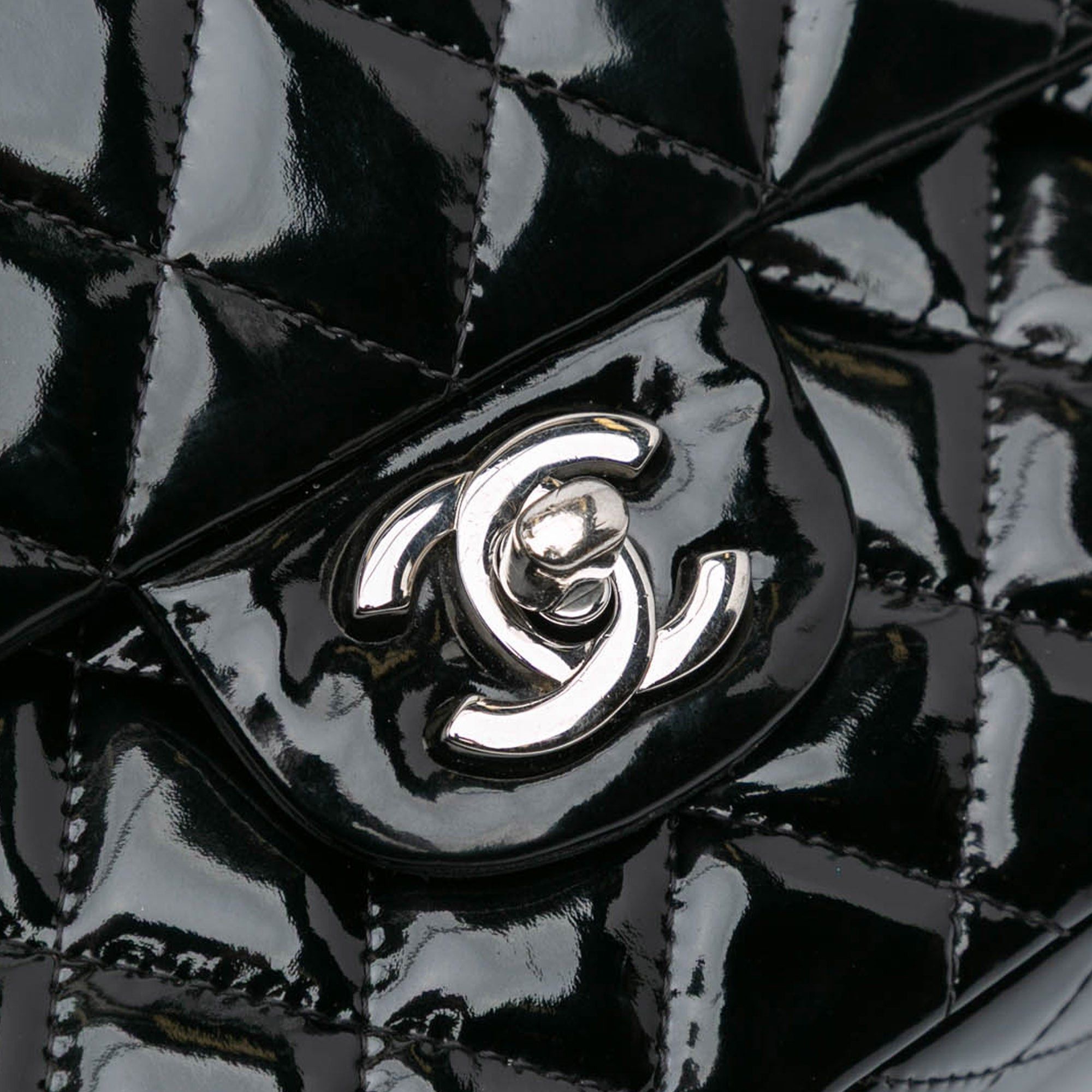 Chanel Chanel Medium Classic Patent Double Flap Black Size ONE SIZE - 6 Thumbnail