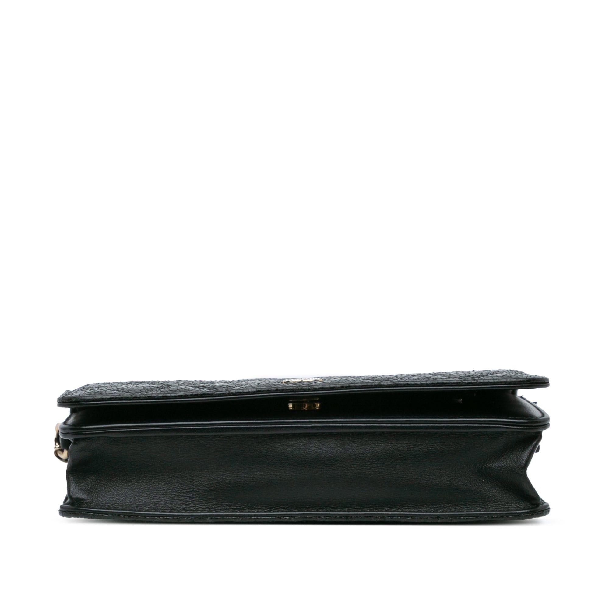 Chanel Chanel Quilted Crackled Patent Calfskin Pearl Wallet On Chain Black Size ONE SIZE - 3 Thumbnail