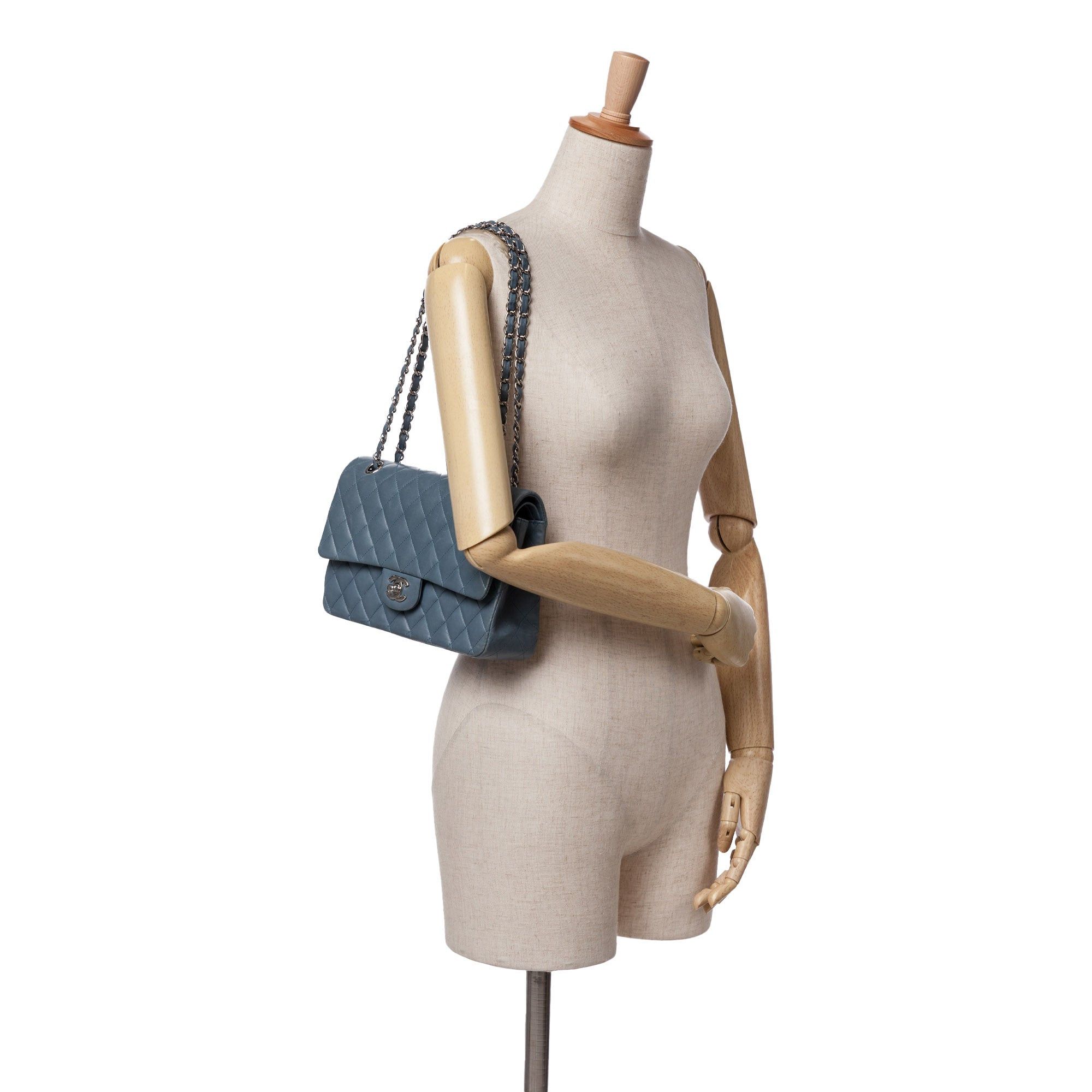 Chanel Chanel Medium Classic Lambskin Double Flap Blue Size ONE SIZE - 11 Thumbnail
