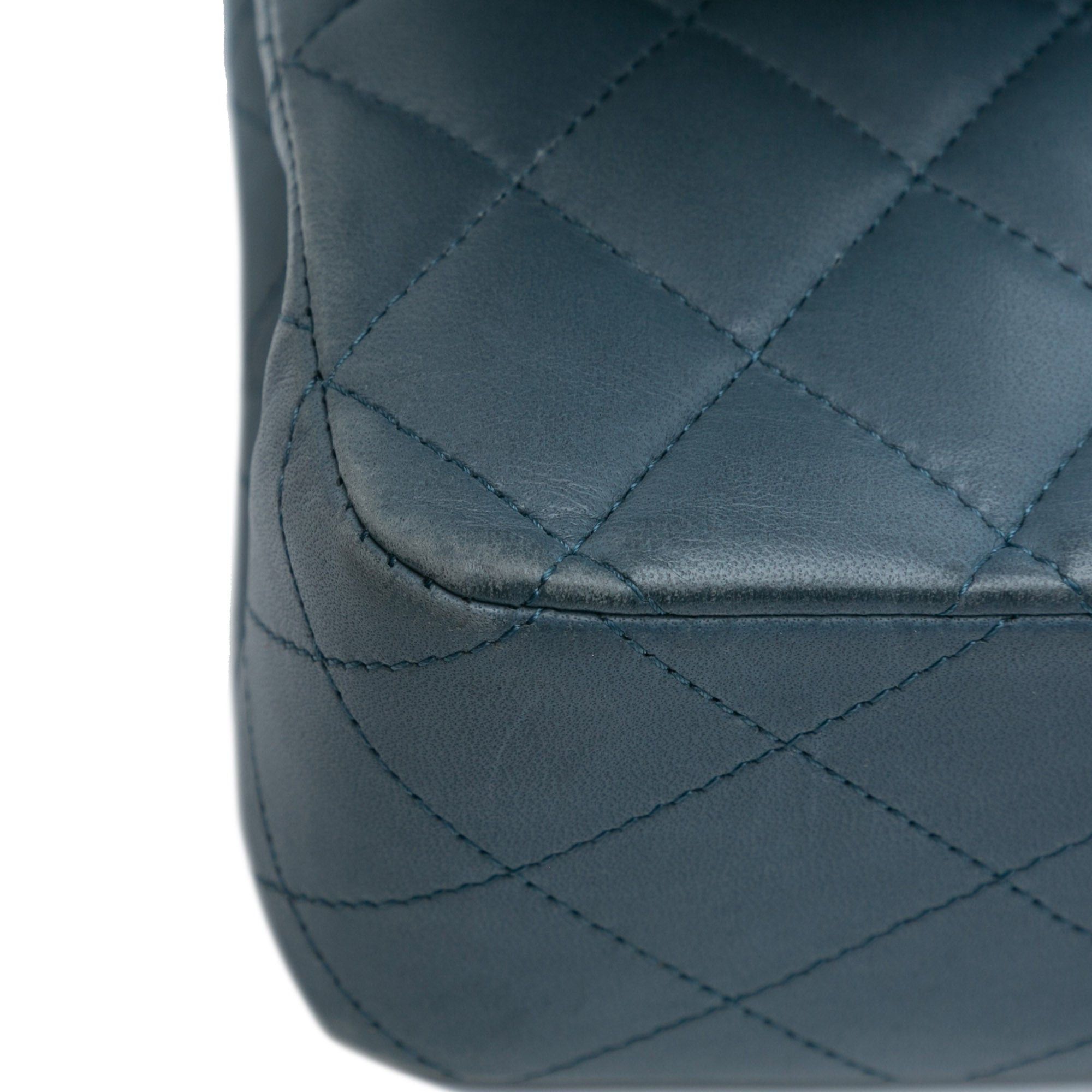 Chanel Chanel Medium Classic Lambskin Double Flap Blue Size ONE SIZE - 10 Thumbnail
