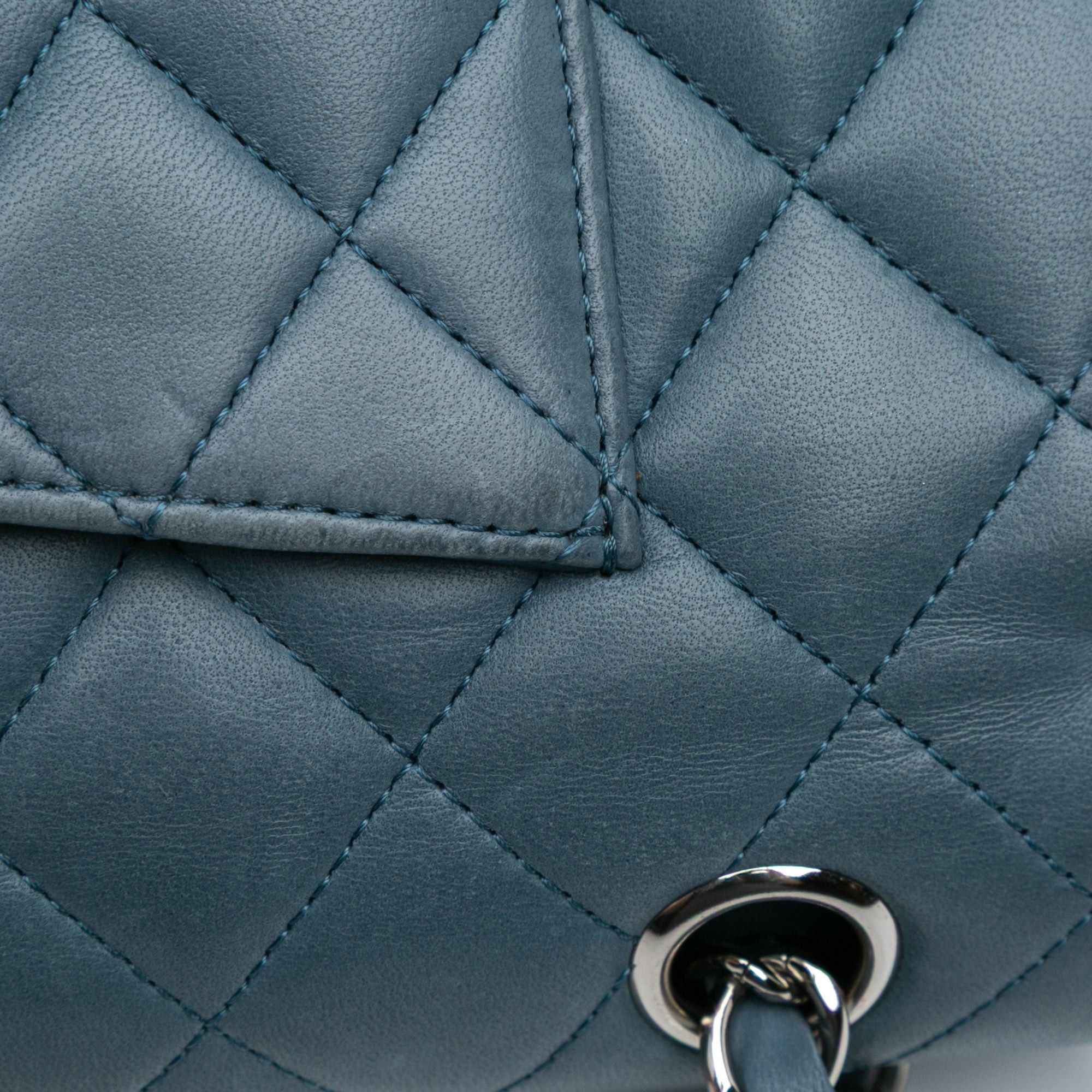 Chanel Chanel Medium Classic Lambskin Double Flap Blue Size ONE SIZE - 9 Thumbnail