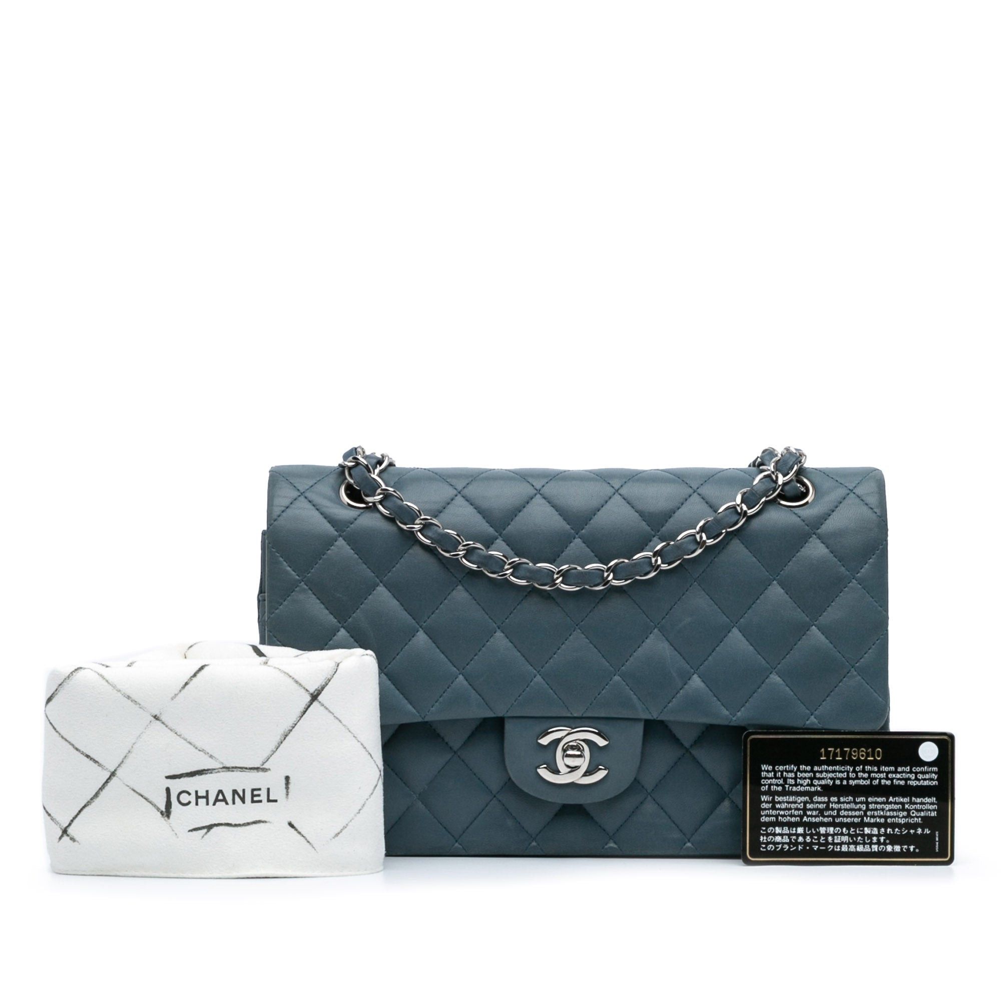 Chanel Chanel Medium Classic Lambskin Double Flap Blue Size ONE SIZE - 12 Thumbnail