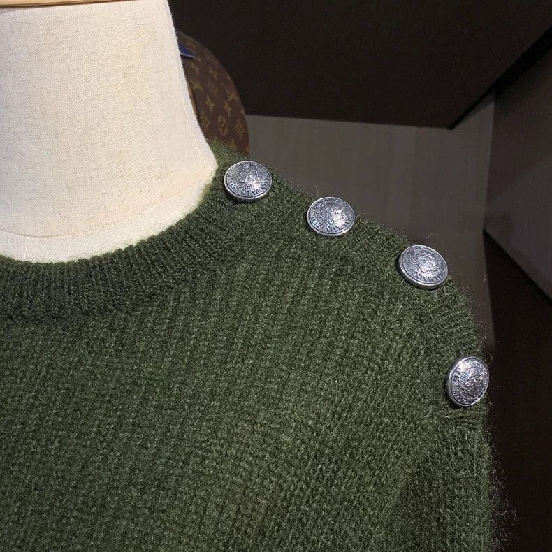 Balmain Green Striped Sweater by Balmain Size US L / EU 52-54 / 3 - 5 Thumbnail