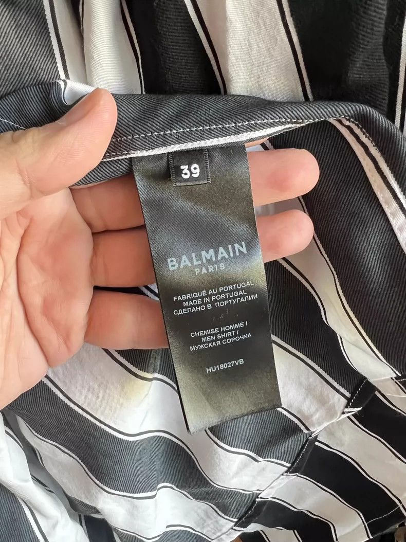 Balmain Black and White Striped Shirt for Men Size US M / EU 48-50 / 2 - 3 Thumbnail