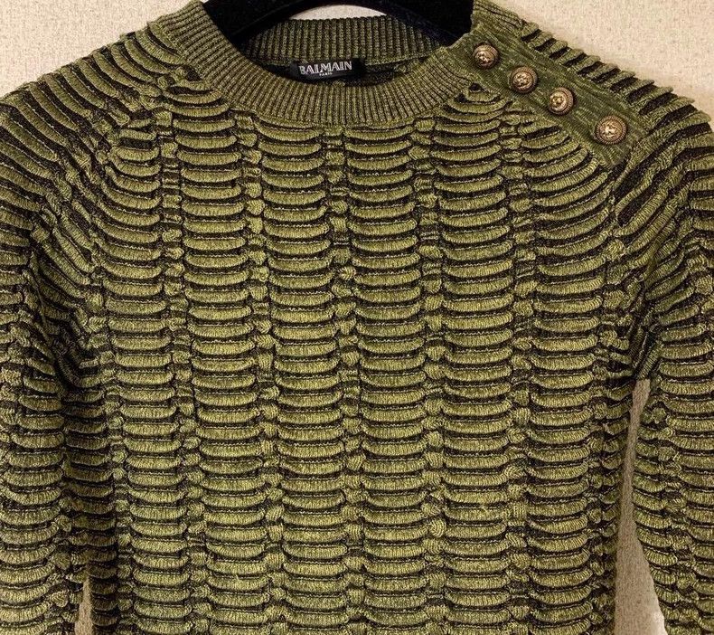 Balmain Balmain Knitted Sweater with Gold Logo Buttons Size US S / EU 44-46 / 1 - 3 Thumbnail