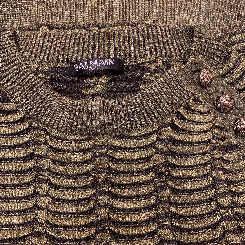 Balmain Balmain Knitted Sweater with Gold Logo Buttons Size US S / EU 44-46 / 1 - 6 Thumbnail