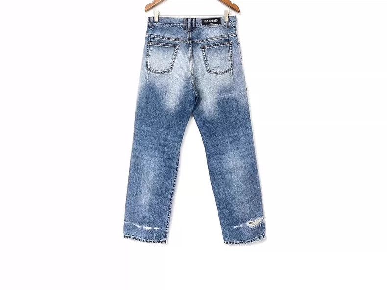 Balmain Balmain Distressed Blue Denim Jeans Size US 29 - 2 Thumbnail