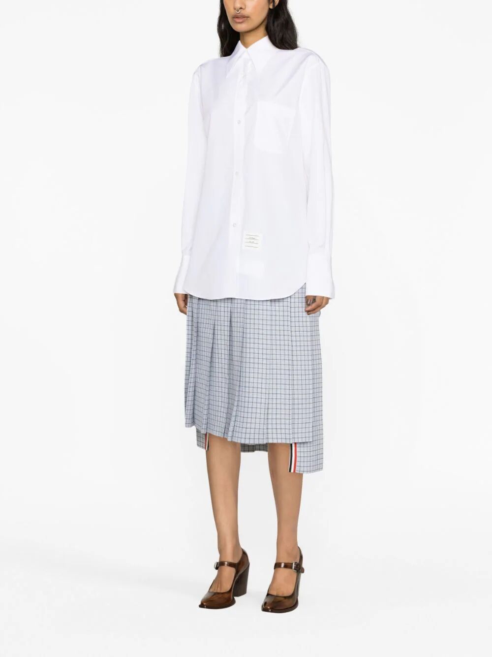 Thom Browne EXAGGERATED EASY FIT POINT COLLAR SHIRT IN POPLIN Size M / US 6-8 / IT 42-44 - 2 Thumbnail