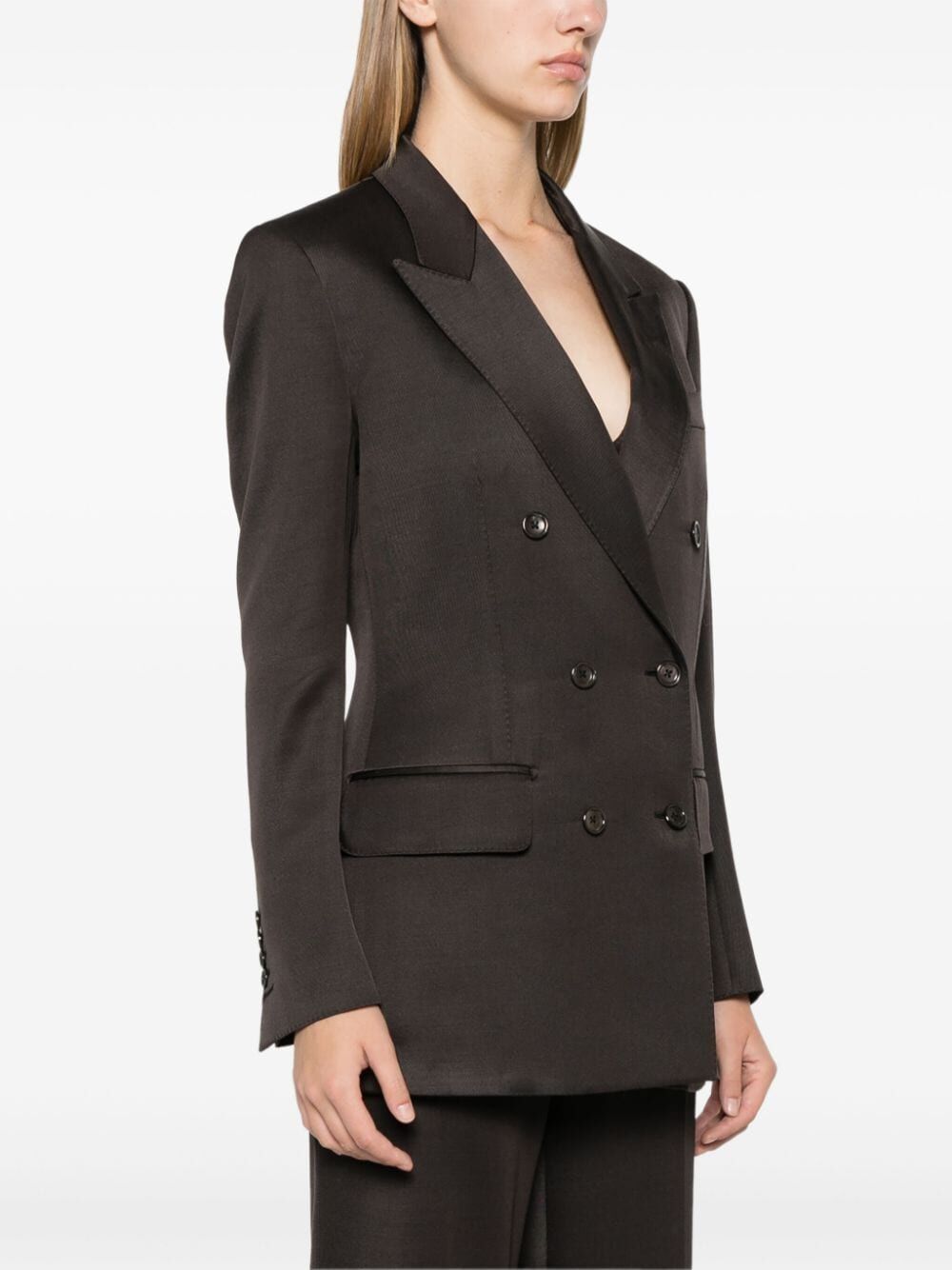 Tom Ford SILK AND WOOL TWILL DOUBLE BREASTED JACKET Size L / US 10 / IT 46 - 7 Thumbnail