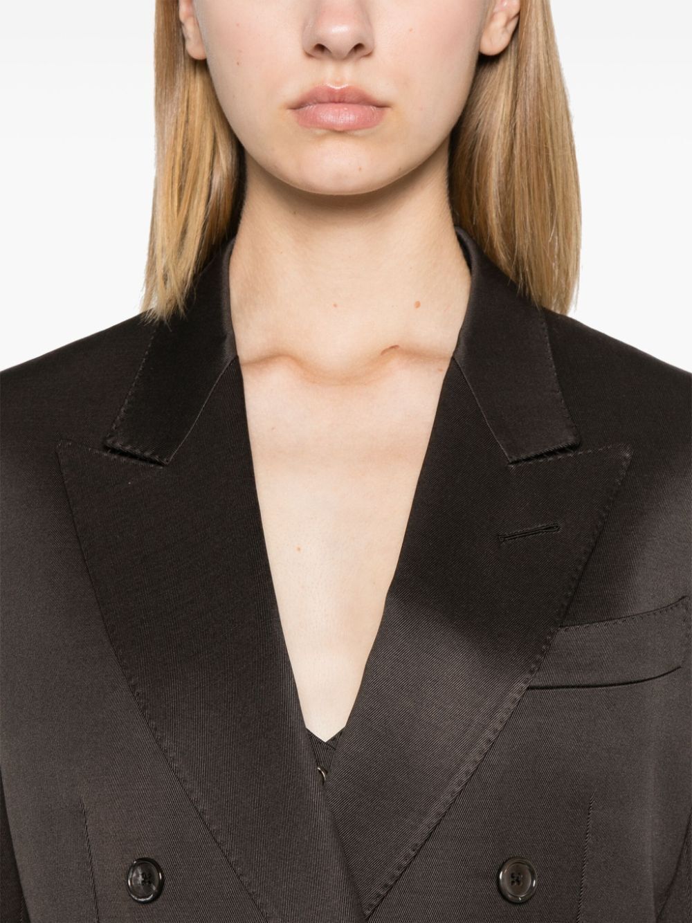 Tom Ford SILK AND WOOL TWILL DOUBLE BREASTED JACKET Size L / US 10 / IT 46 - 6 Thumbnail