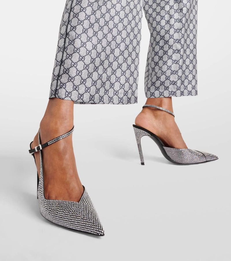 Gucci Alma Love 105 embellished satin pumps SIZE 40