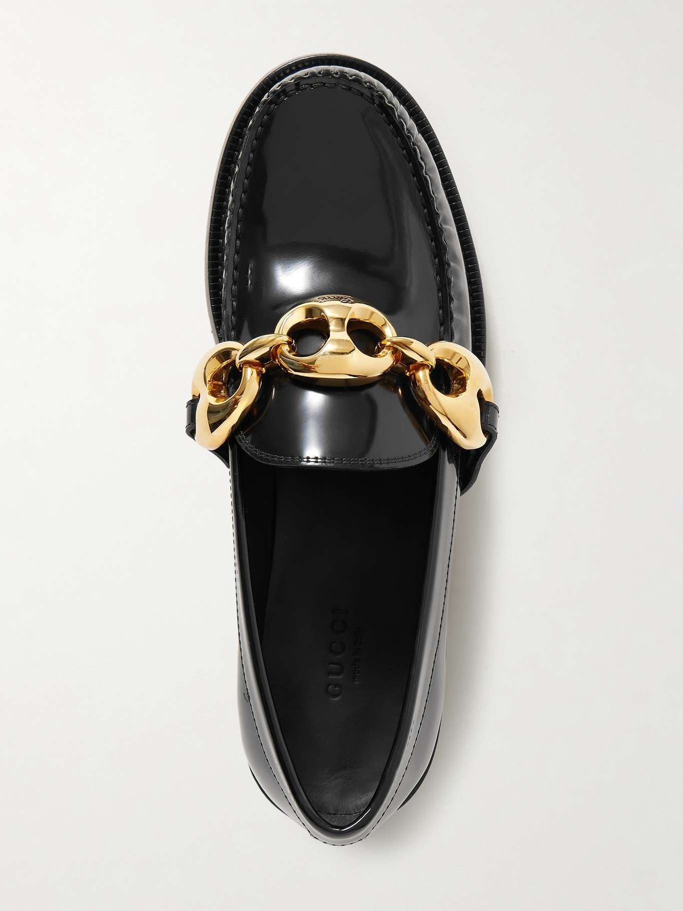 Gucci Gucci Marina chain embellished glossed leather loafers SIZE 36 Size ONE SIZE - 3 Thumbnail