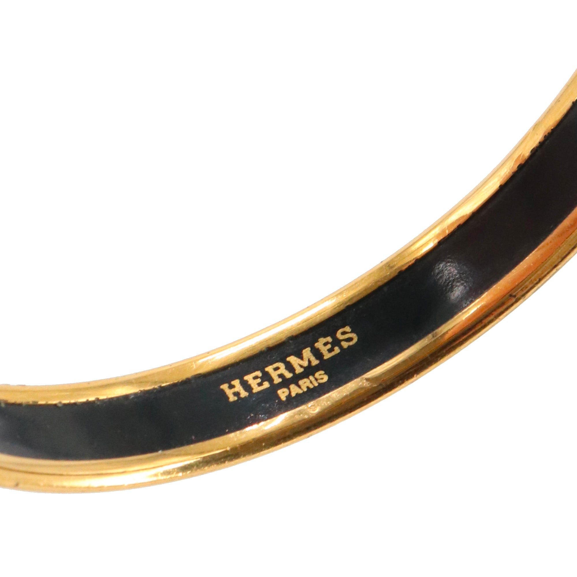 Hermes HERMÈS - Hermès bangle bracelet in gold metal and enamel (T1) Size ONE SIZE - 4 Thumbnail
