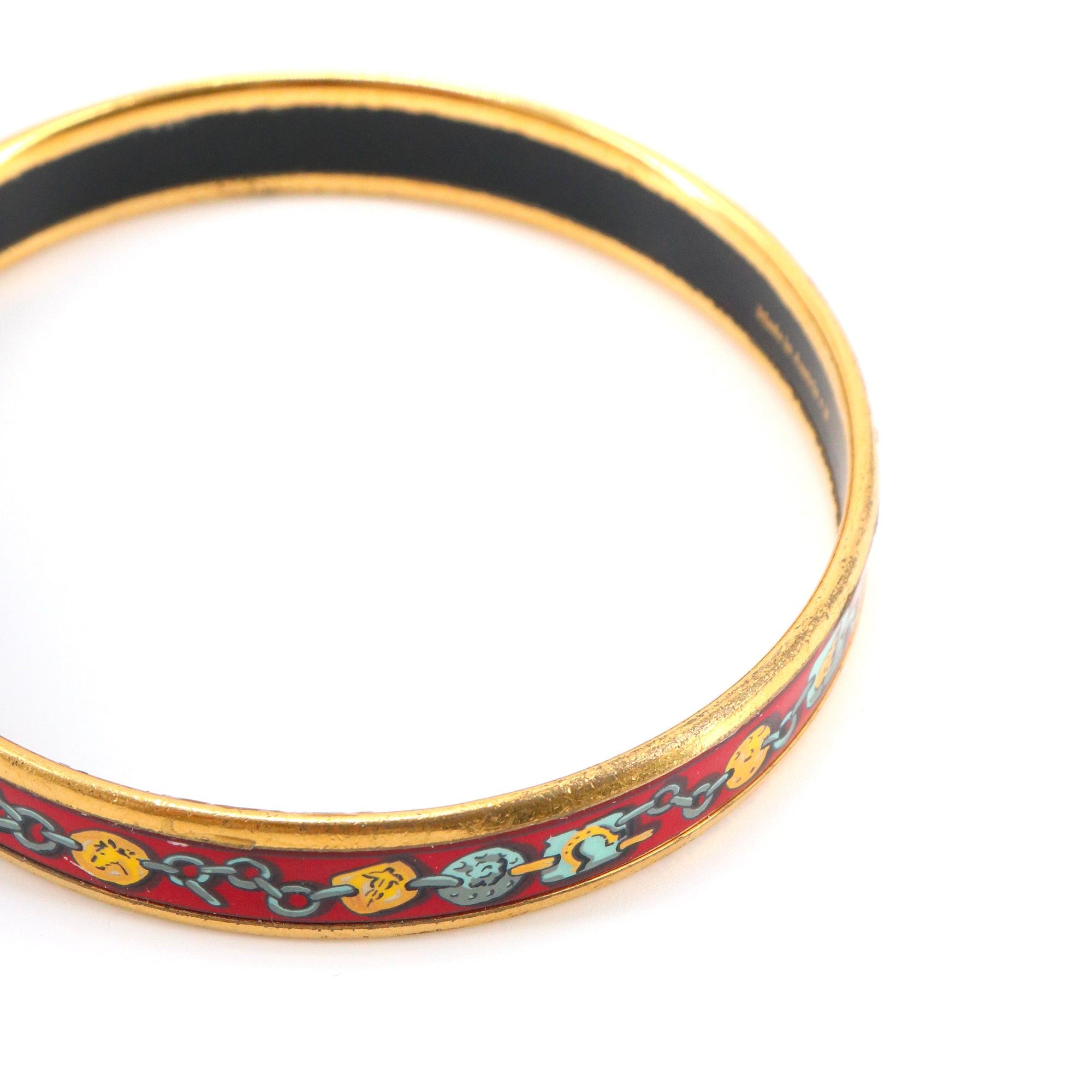 Hermes HERMÈS - Hermès bangle bracelet in gold metal and enamel (T1) Size ONE SIZE - 3 Thumbnail
