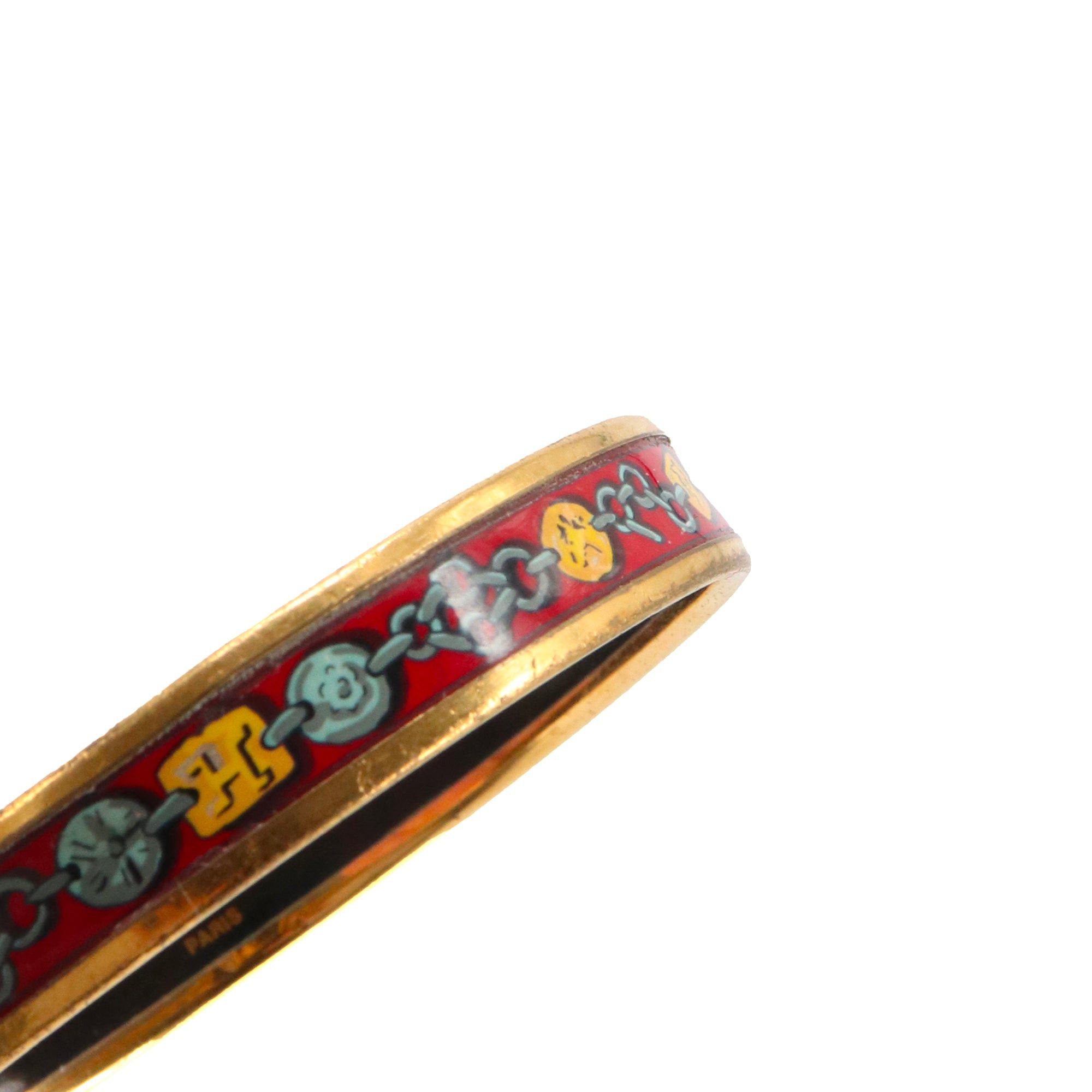 Hermes HERMÈS - Hermès bangle bracelet in gold metal and enamel (T1) Size ONE SIZE - 2 Thumbnail