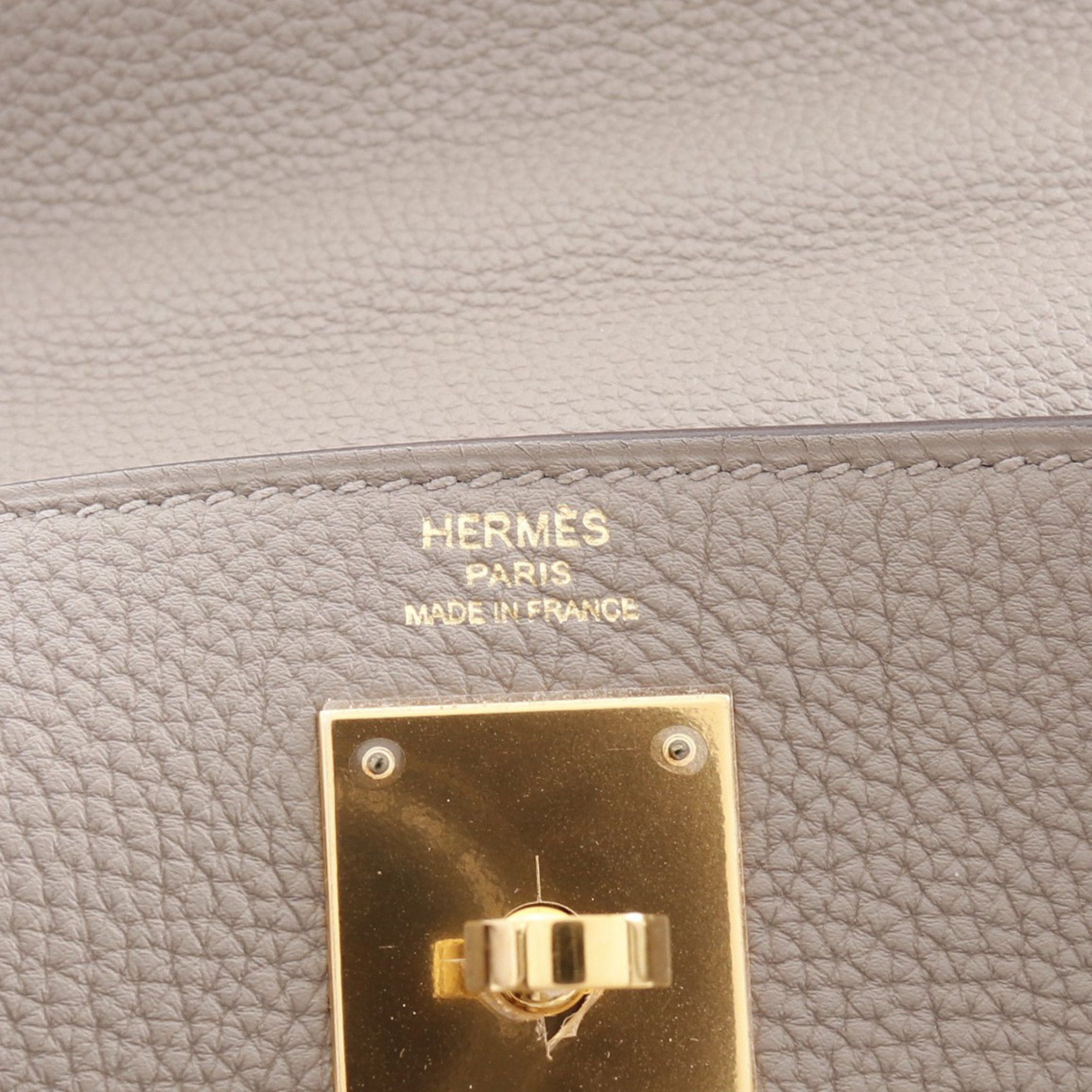 Hermes Hermes Kelly28 Gris Asphalt Handbag Togo Gray Beige Gold Hardware Inner Stitch C Engraved Size ONE SIZE - 4 Thumbnail