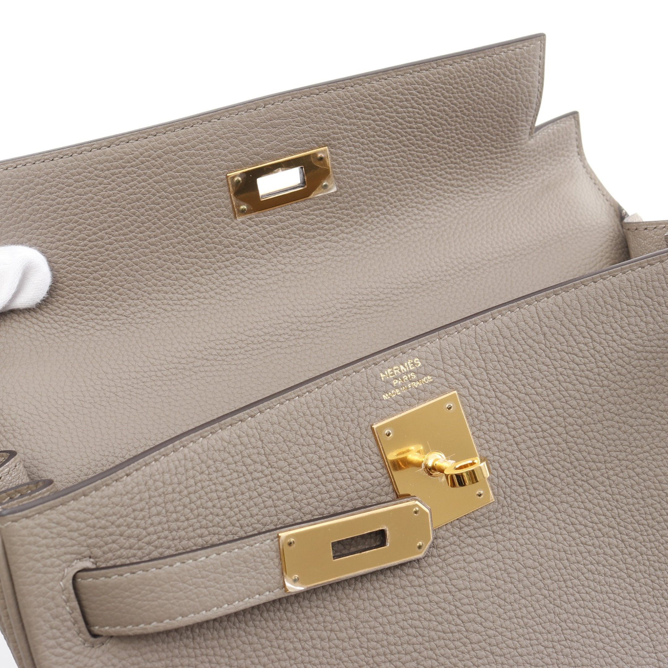 Hermes Hermes Kelly28 Gris Asphalt Handbag Togo Gray Beige Gold Hardware Inner Stitch C Engraved Size ONE SIZE - 9 Thumbnail