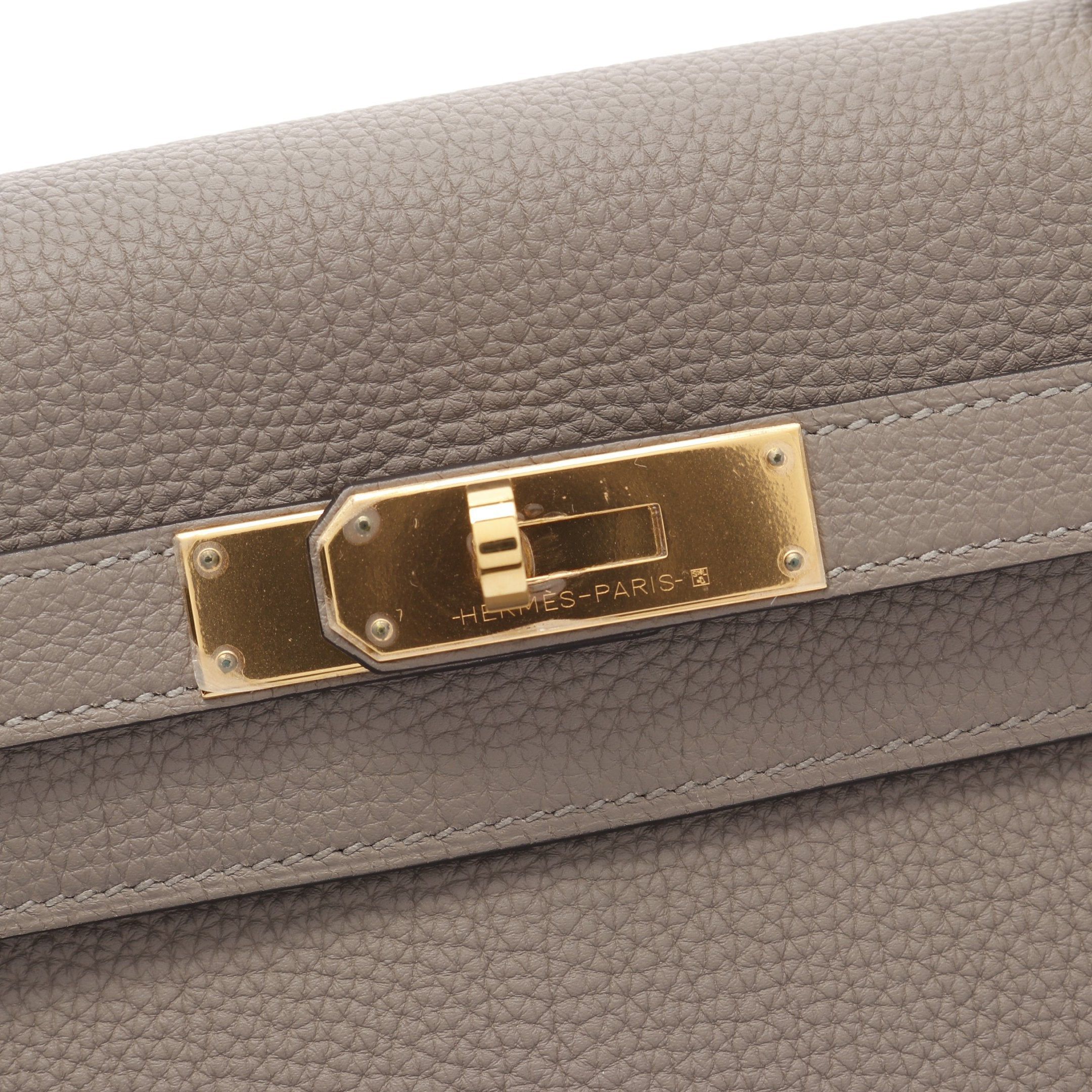 Hermes Hermes Kelly28 Gris Asphalt Handbag Togo Gray Beige Gold Hardware Inner Stitch C Engraved Size ONE SIZE - 14 Thumbnail