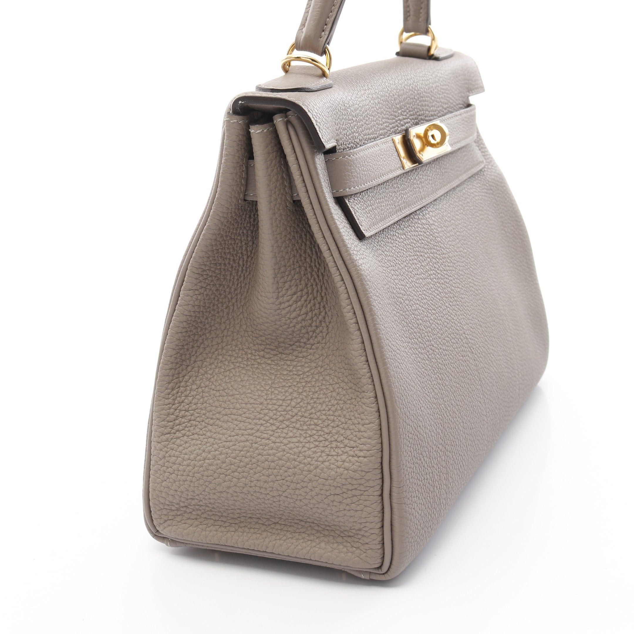 Hermes Hermes Kelly28 Gris Asphalt Handbag Togo Gray Beige Gold Hardware Inner Stitch C Engraved Size ONE SIZE - 13 Thumbnail