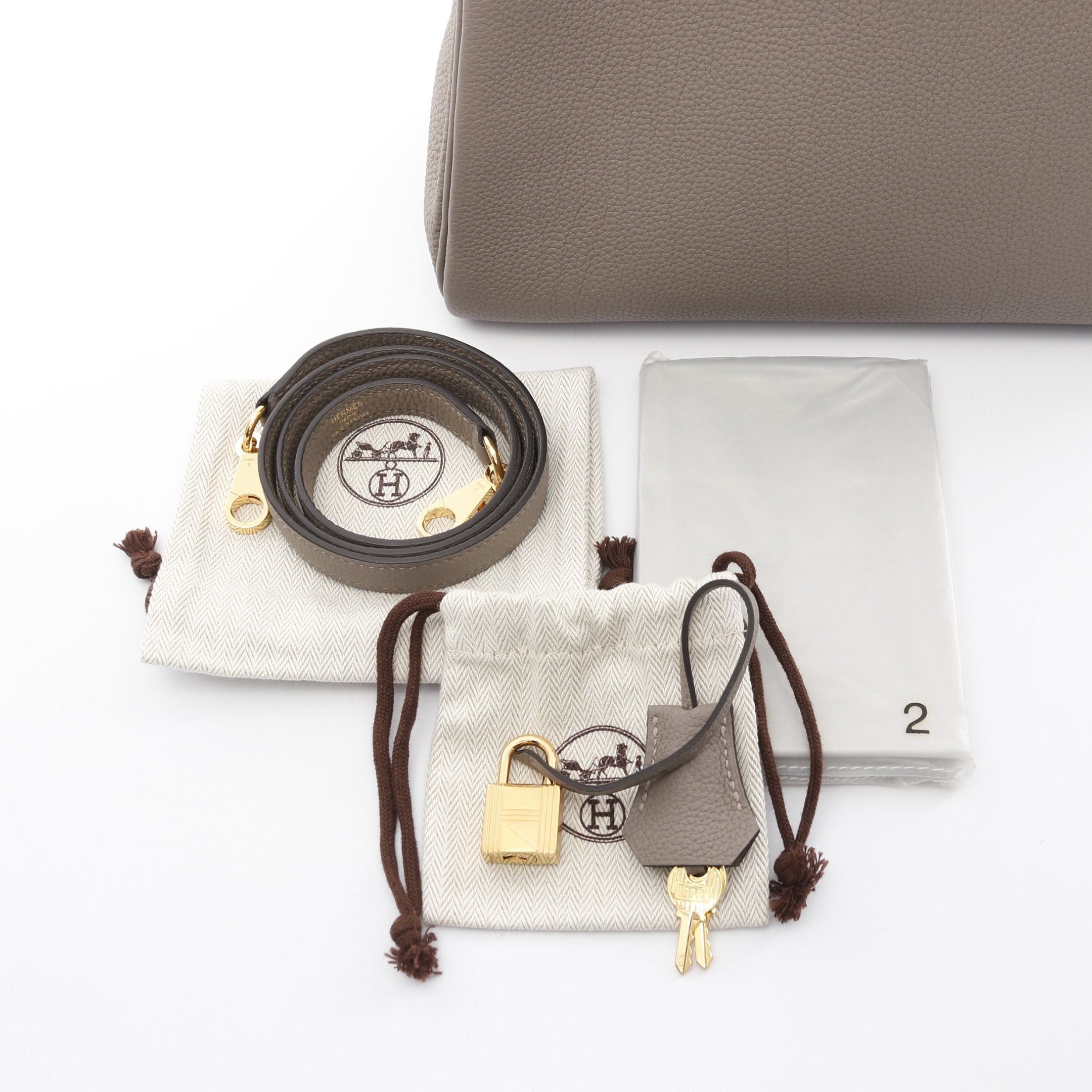 Hermes Hermes Kelly28 Gris Asphalt Handbag Togo Gray Beige Gold Hardware Inner Stitch C Engraved Size ONE SIZE - 6 Thumbnail