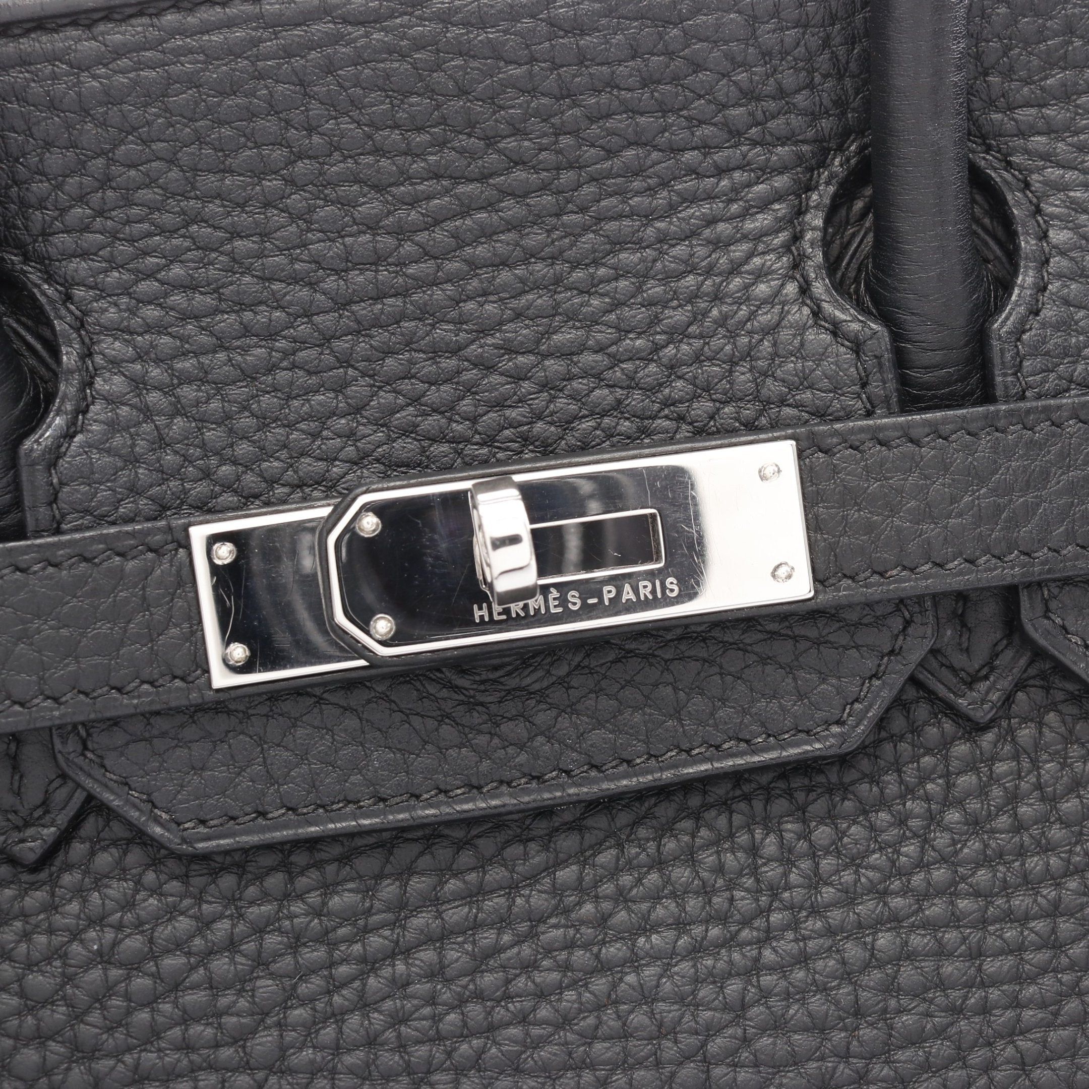 Hermes Hermes Birkin 30 Handbag Clemence Leather Black Silver Hardware □I Stamp (Manufactured Around 2005) Size ONE SIZE - 9 Thumbnail