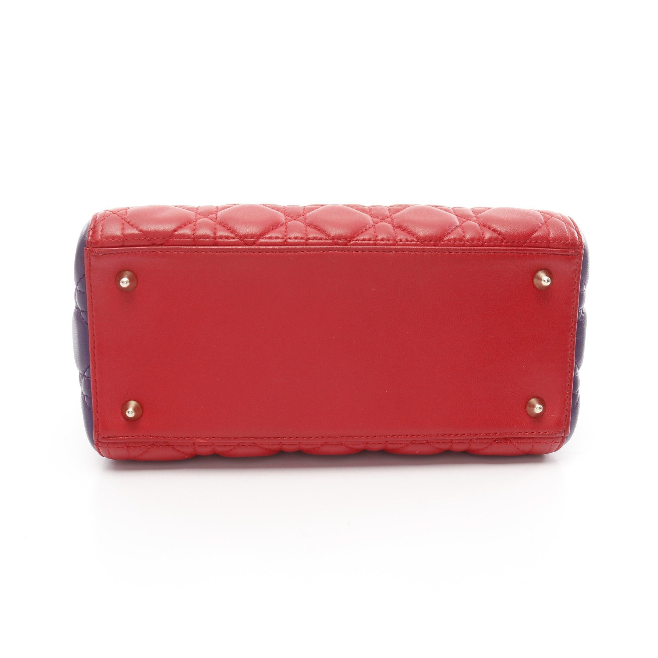Dior Dior Lady Dior Canage Handbag Leather Red Purple Bordeaux Size ONE SIZE - 12 Thumbnail