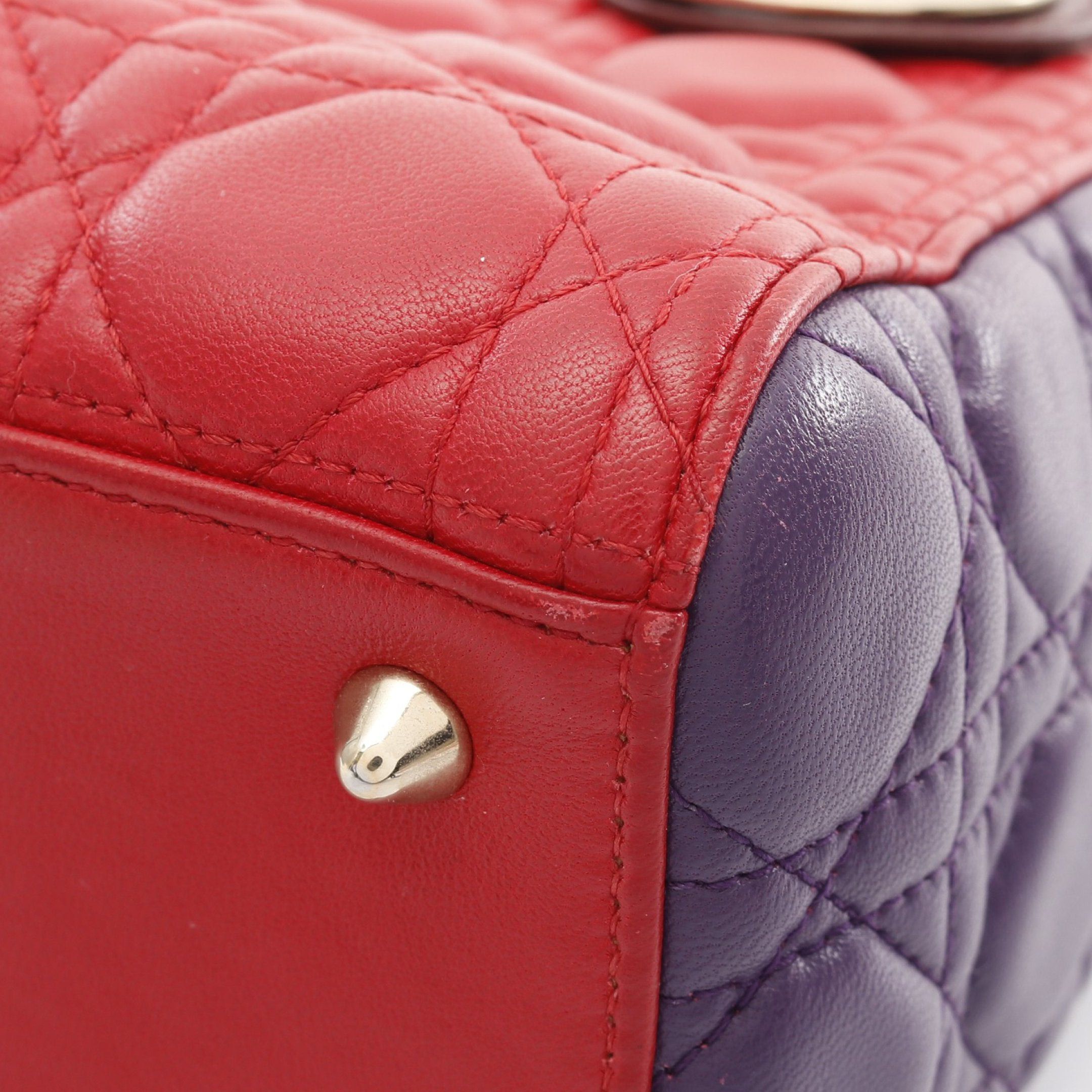 Dior Dior Lady Dior Canage Handbag Leather Red Purple Bordeaux Size ONE SIZE - 10 Thumbnail