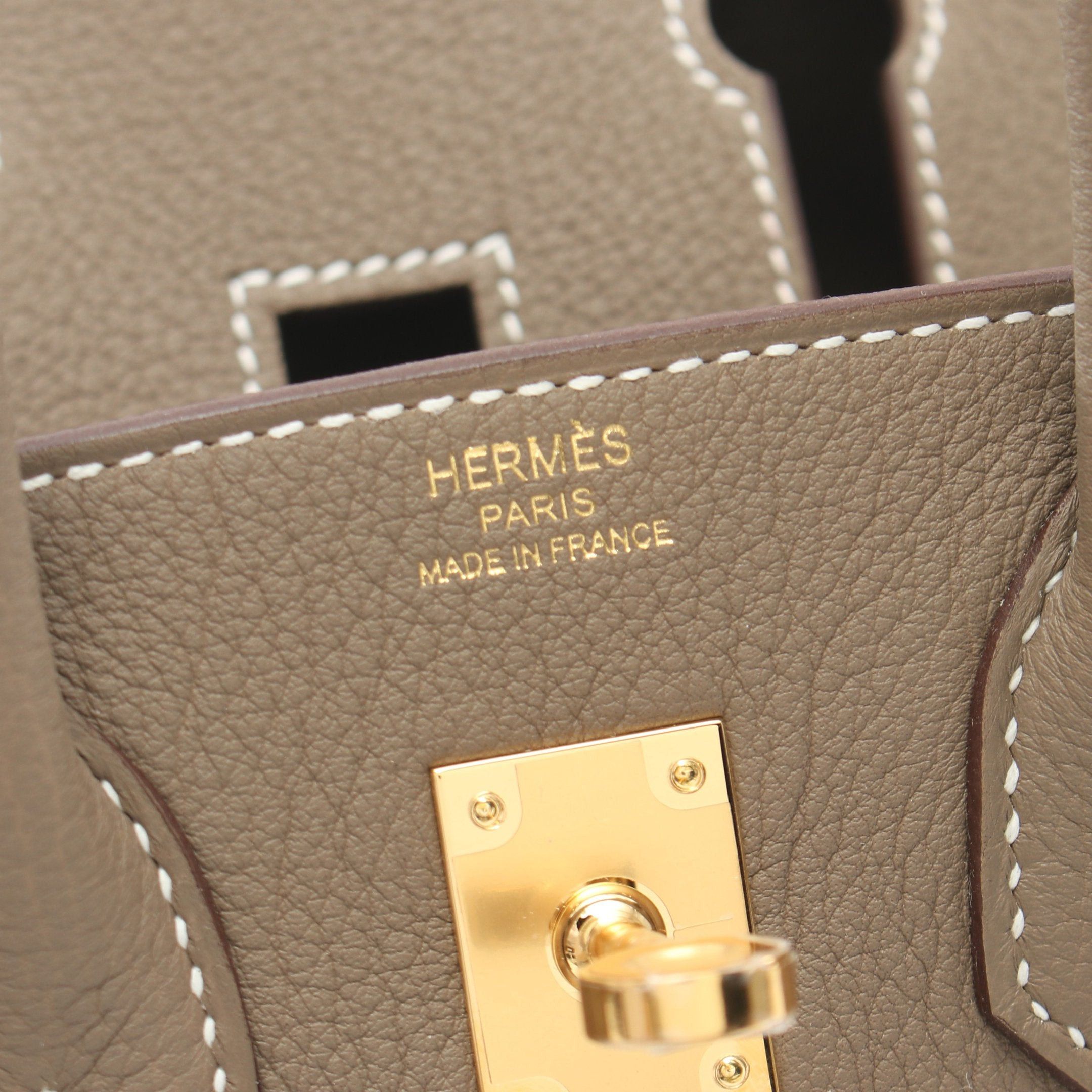 Hermes Hermes Birkin 25 Etoupe Handbag Togo Gray Brown Gold Hardware Double Engraved Size ONE SIZE - 4 Thumbnail