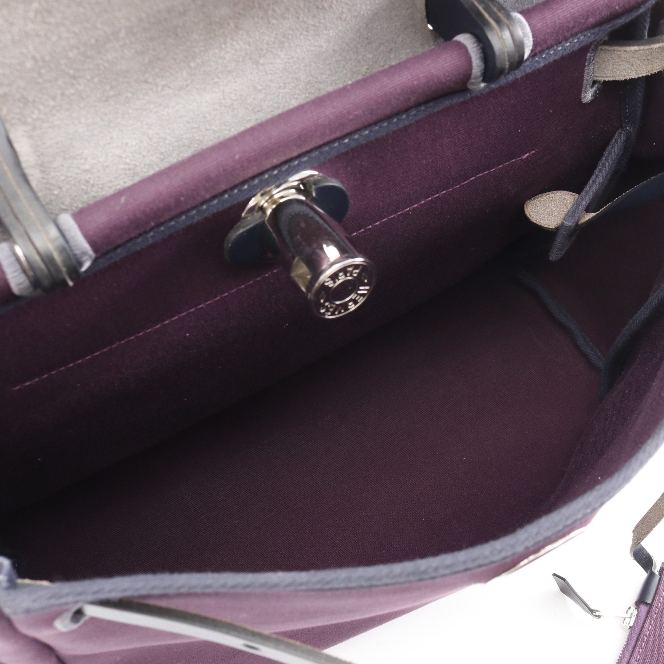 Hermes Hermes Herbag Zip Pm Cassis Bleu Nui Handbag Toile Officier Vache Hunter Dark Purple Navy Silver Hardware D Stamp Size ONE SIZE - 3 Thumbnail